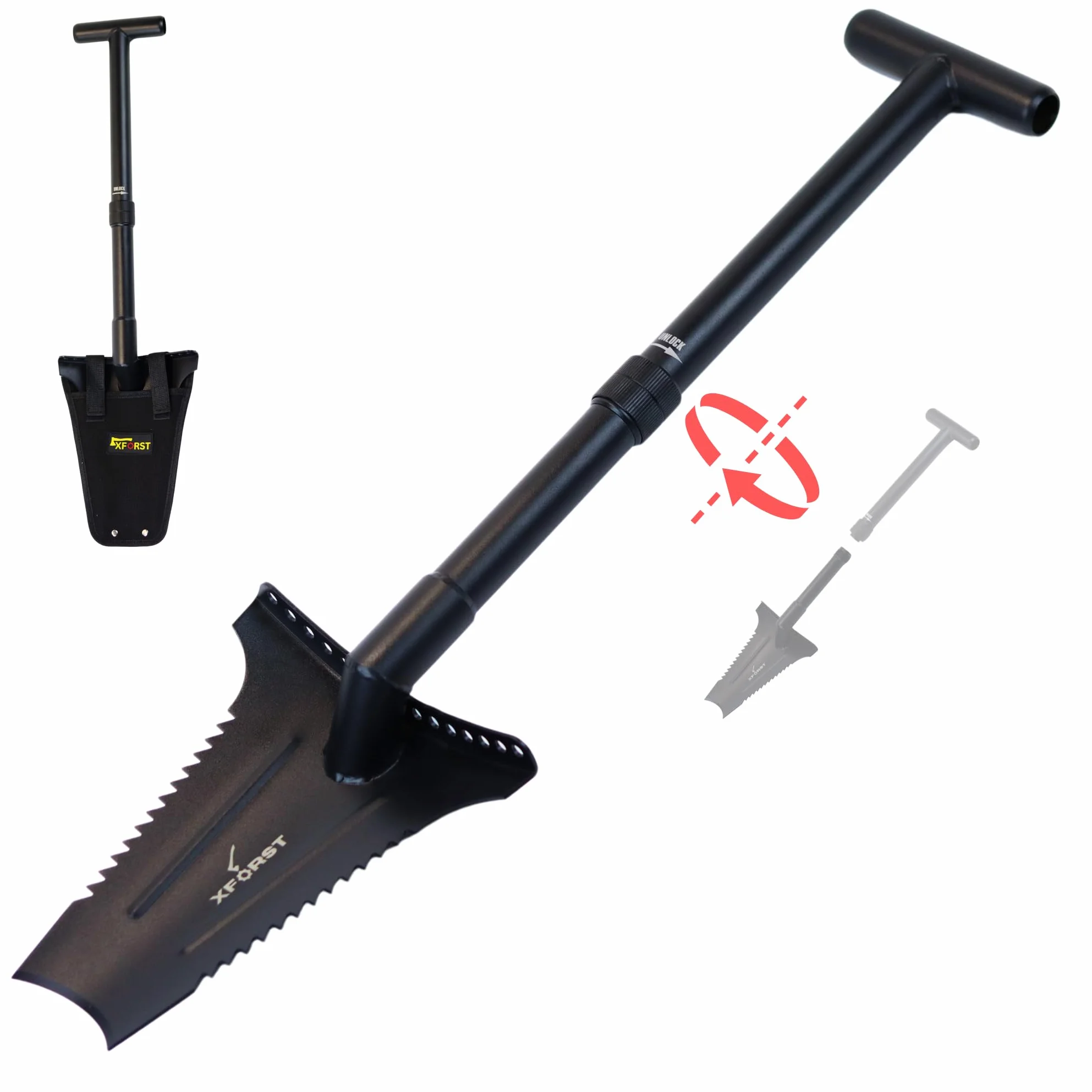 forst X-SZ2 - Pala robusta, ideale per giardinaggio e prospezione. 72 cm, 1,66 kg, lama trapezoidale affilata con denti laterali per giardinaggio, rimozione radici