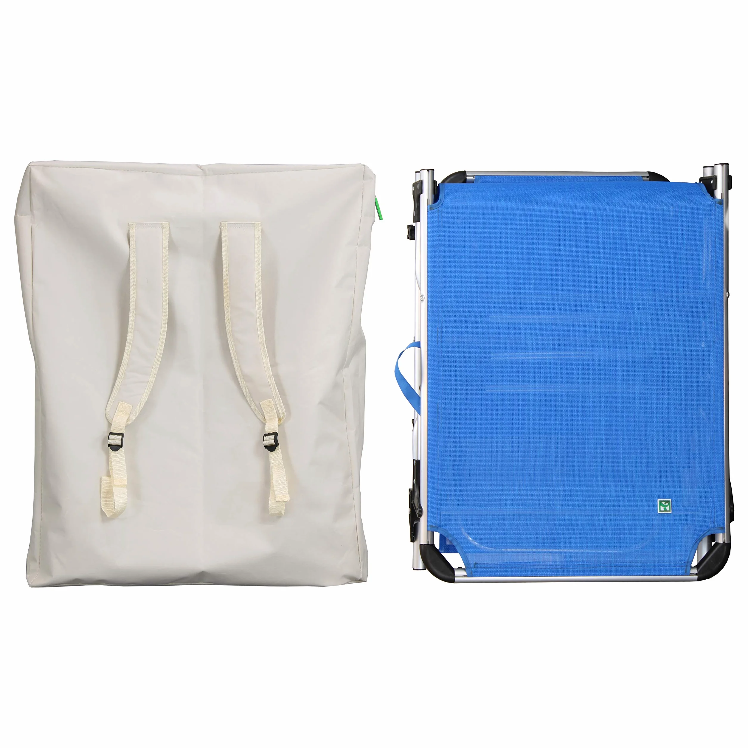 Totò Piccinni Lettino prendisole KAMP Pieghevole Leggero Alluminio CUSCINO e BORSA Zaino (Blu)