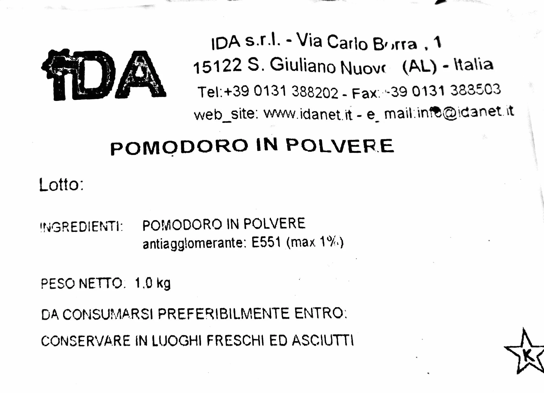 Pomodoro Disidratato in Polvere 1kg