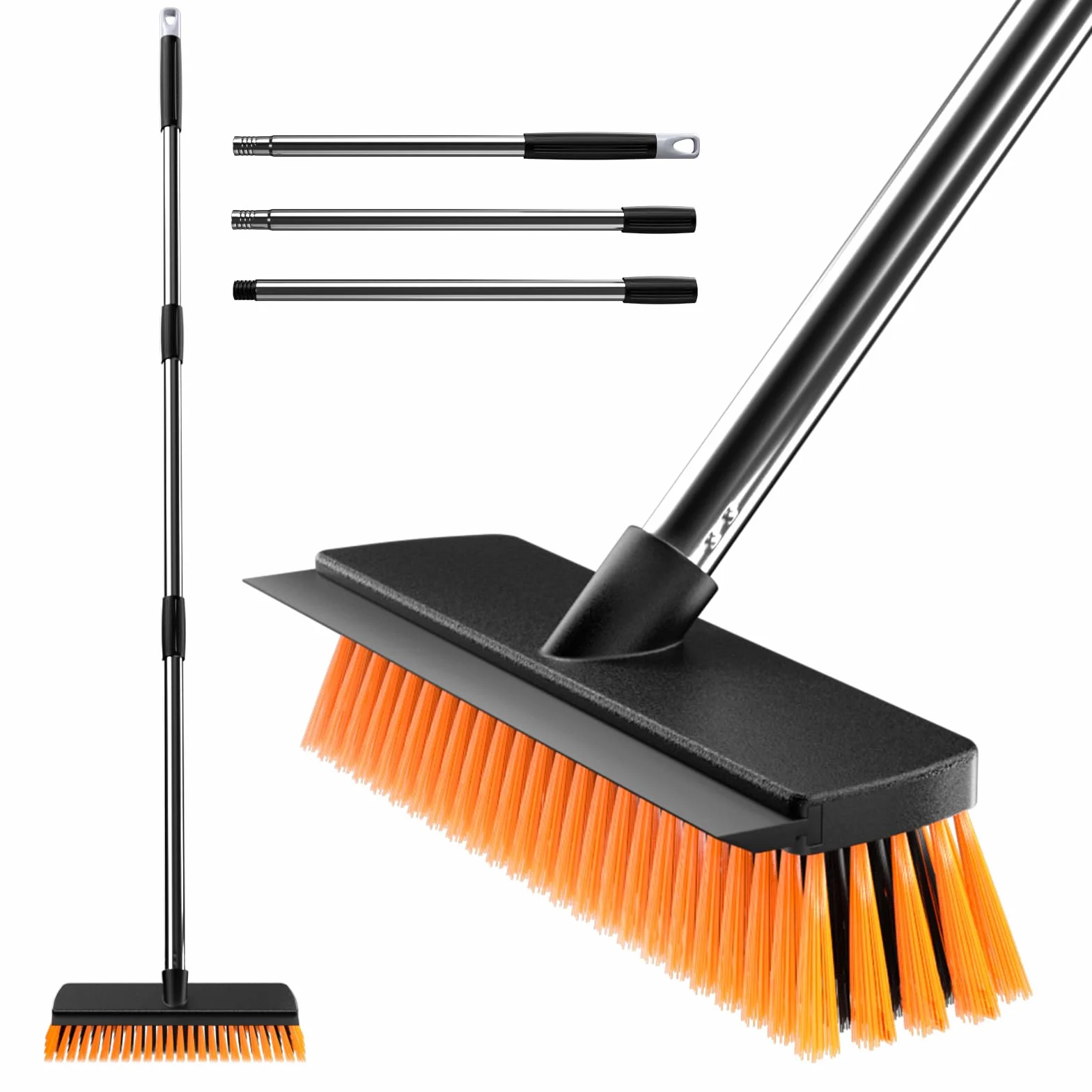 JiveSnip Scopa da Giardino Per Lavori Pesanti con Raschietto in Gomma - Spazzola per Esterni Per la Pulizia di Patii, Vialetti, Terrazze e Giardini (26cm)