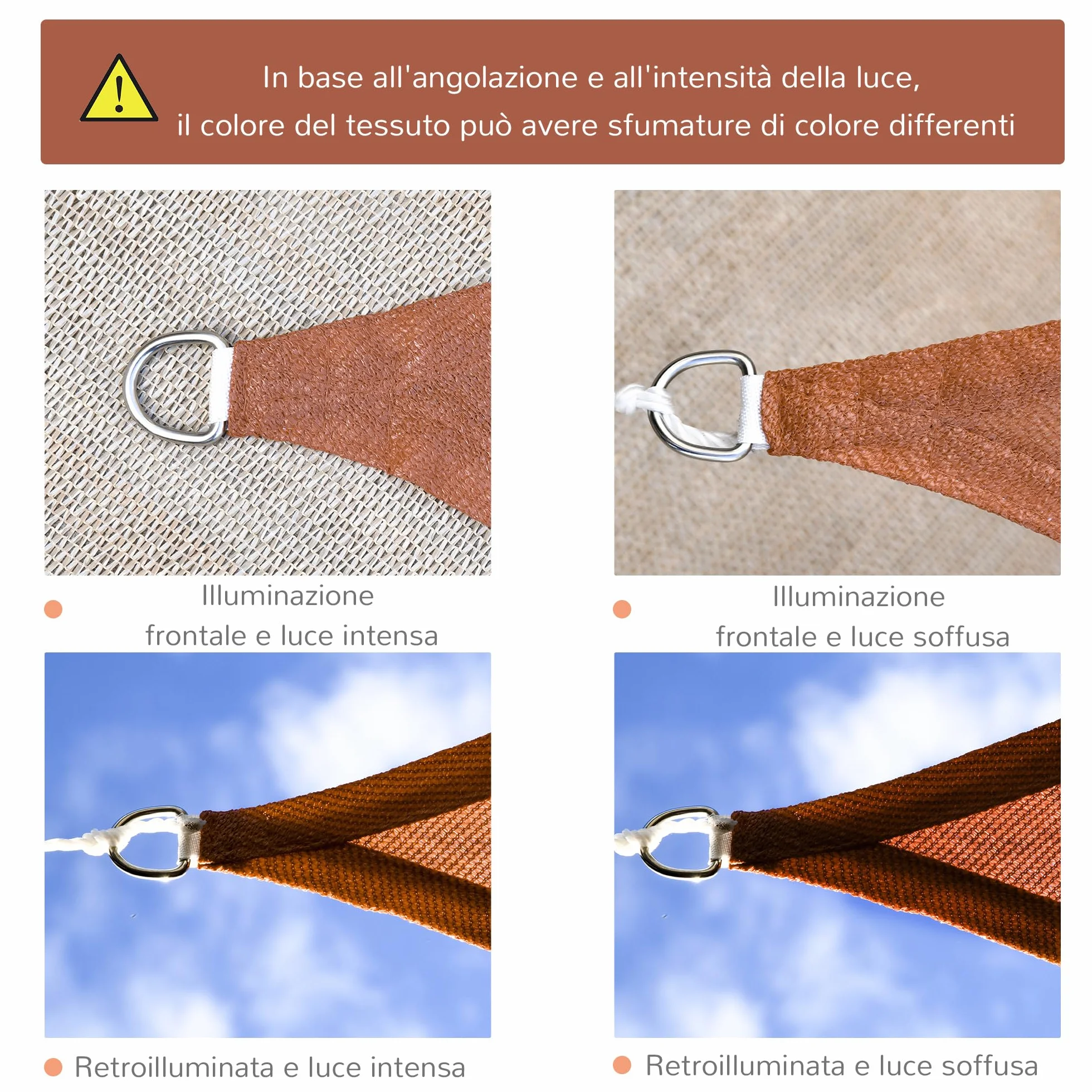 Outsunny Tenda a Vela Parasole Rettangolare Tenda da Sole Protezione Raggi UV in PE 4 x 6m, Rossa