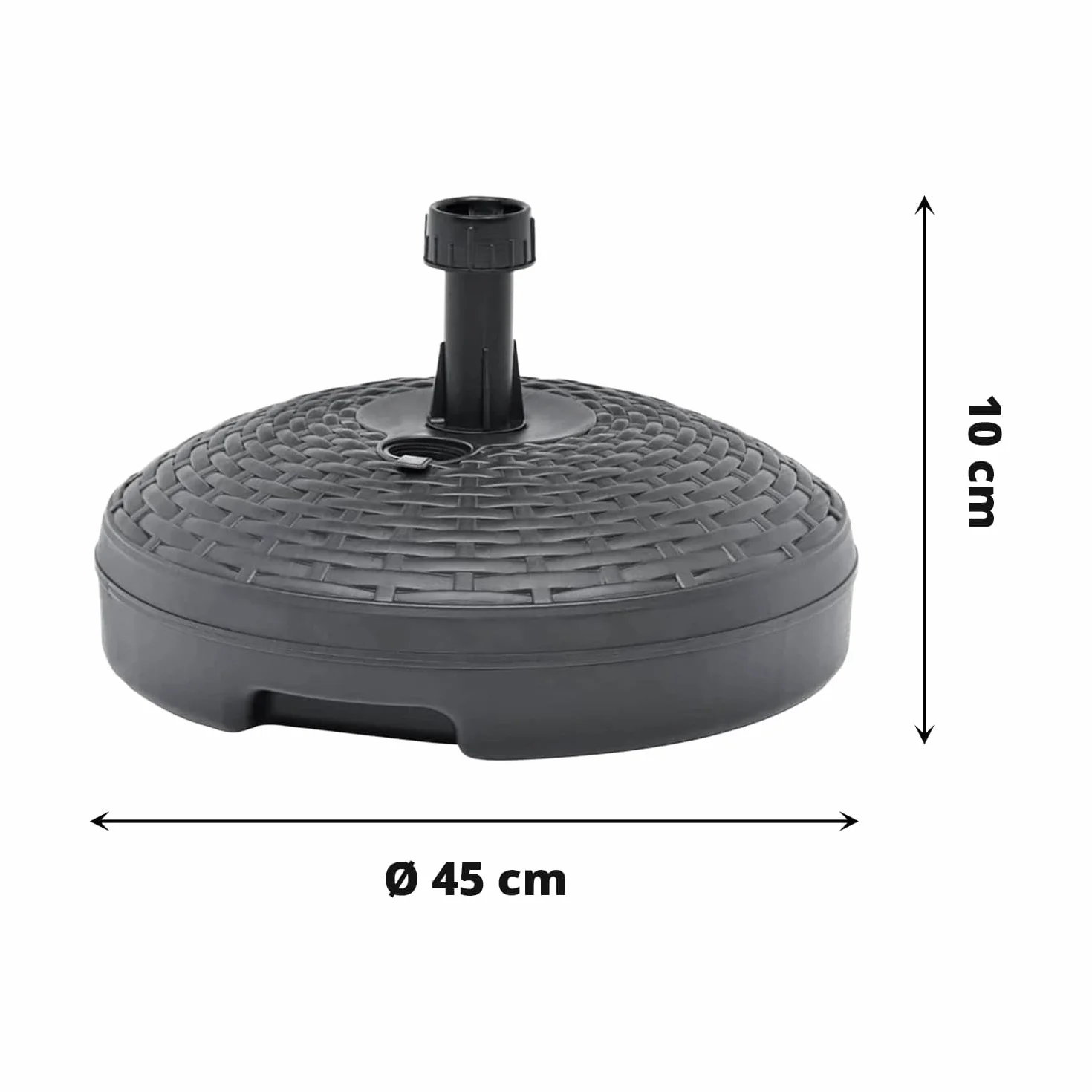Plastica Adriatica 727129 Base per Omelloni Tonda in Plastica Simil Rattan, Antracite, Cm 46