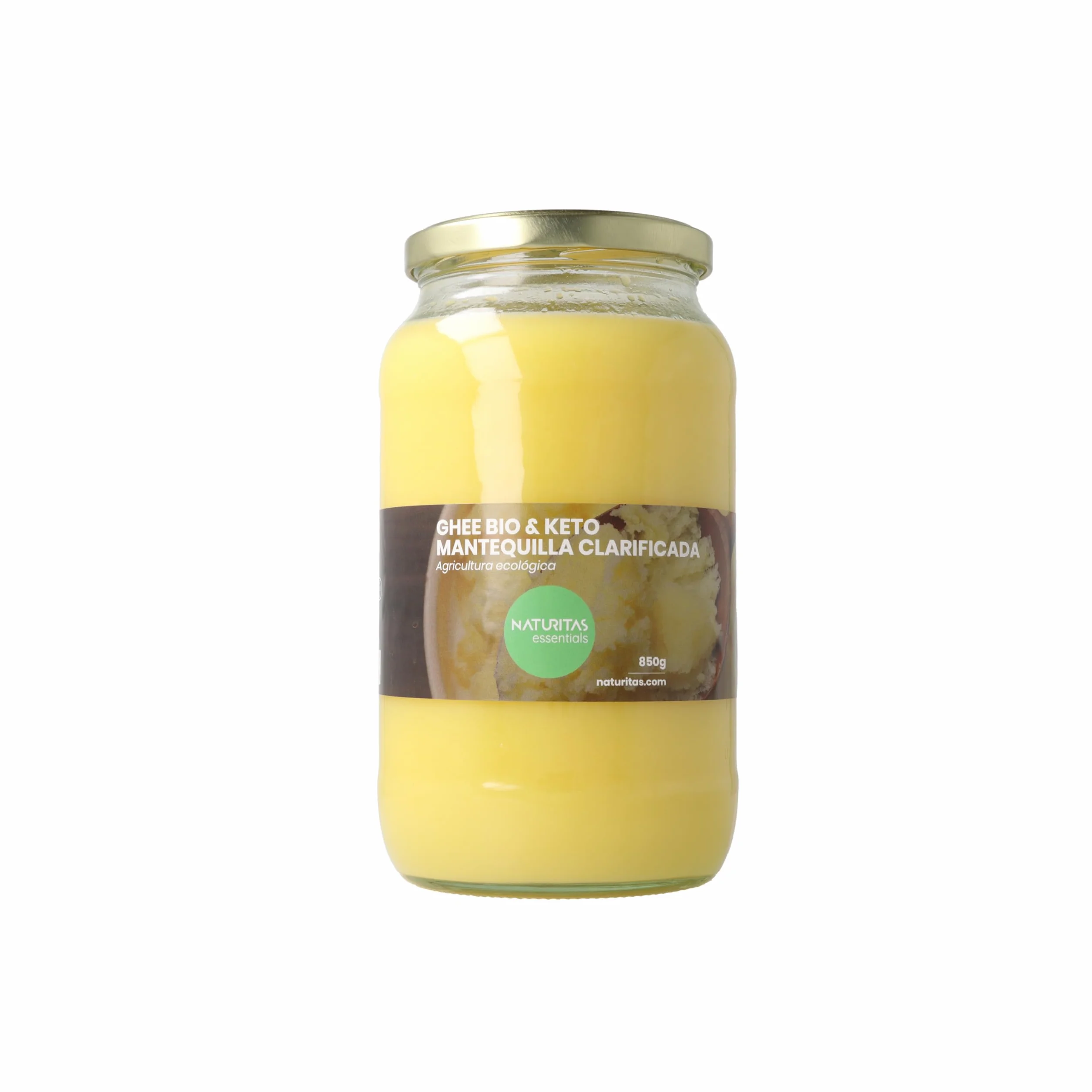 Ghee Burro Chiarificato 100% Bio 850g Naturitas Essentials | Burro keto | 98% materia grassa | Migliora la digestione | Senza lattosio | Certificato BIO