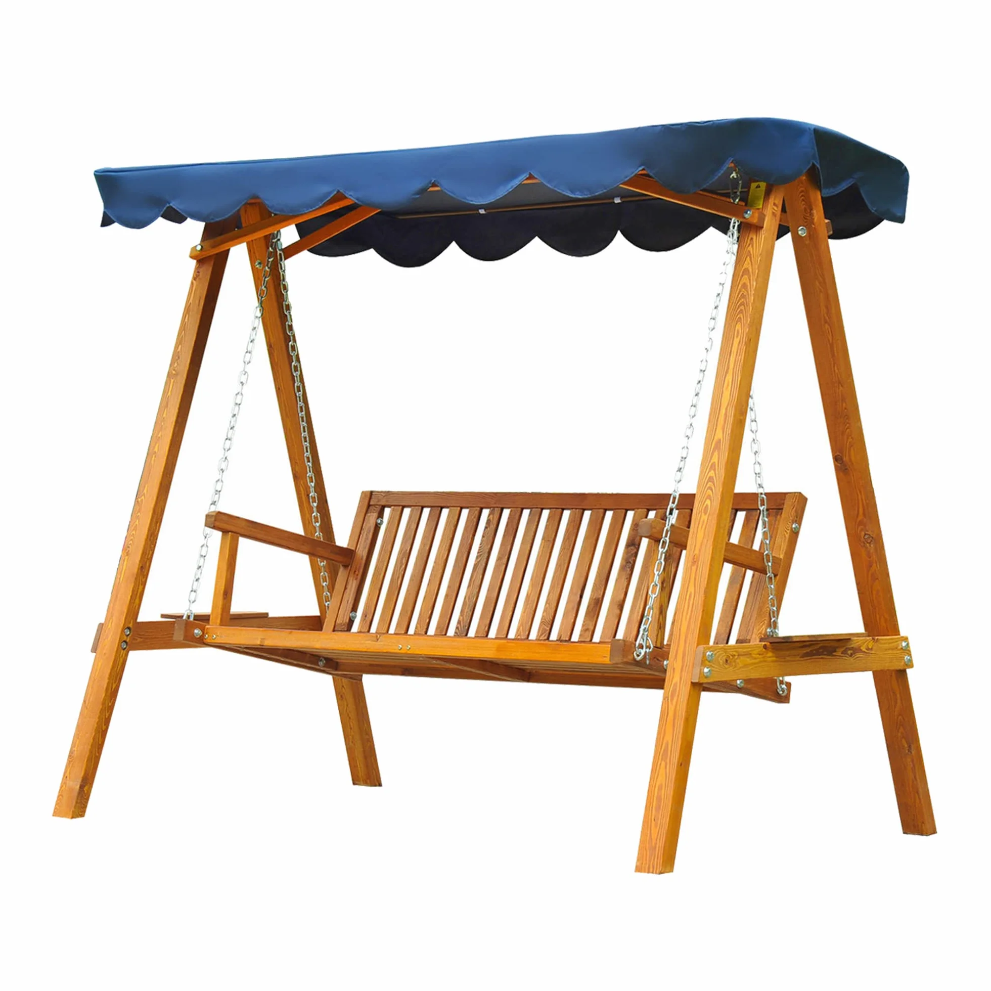 Dondolo da Giardino 3 Posti in Legno con Baldacchino colore Blu Swing
