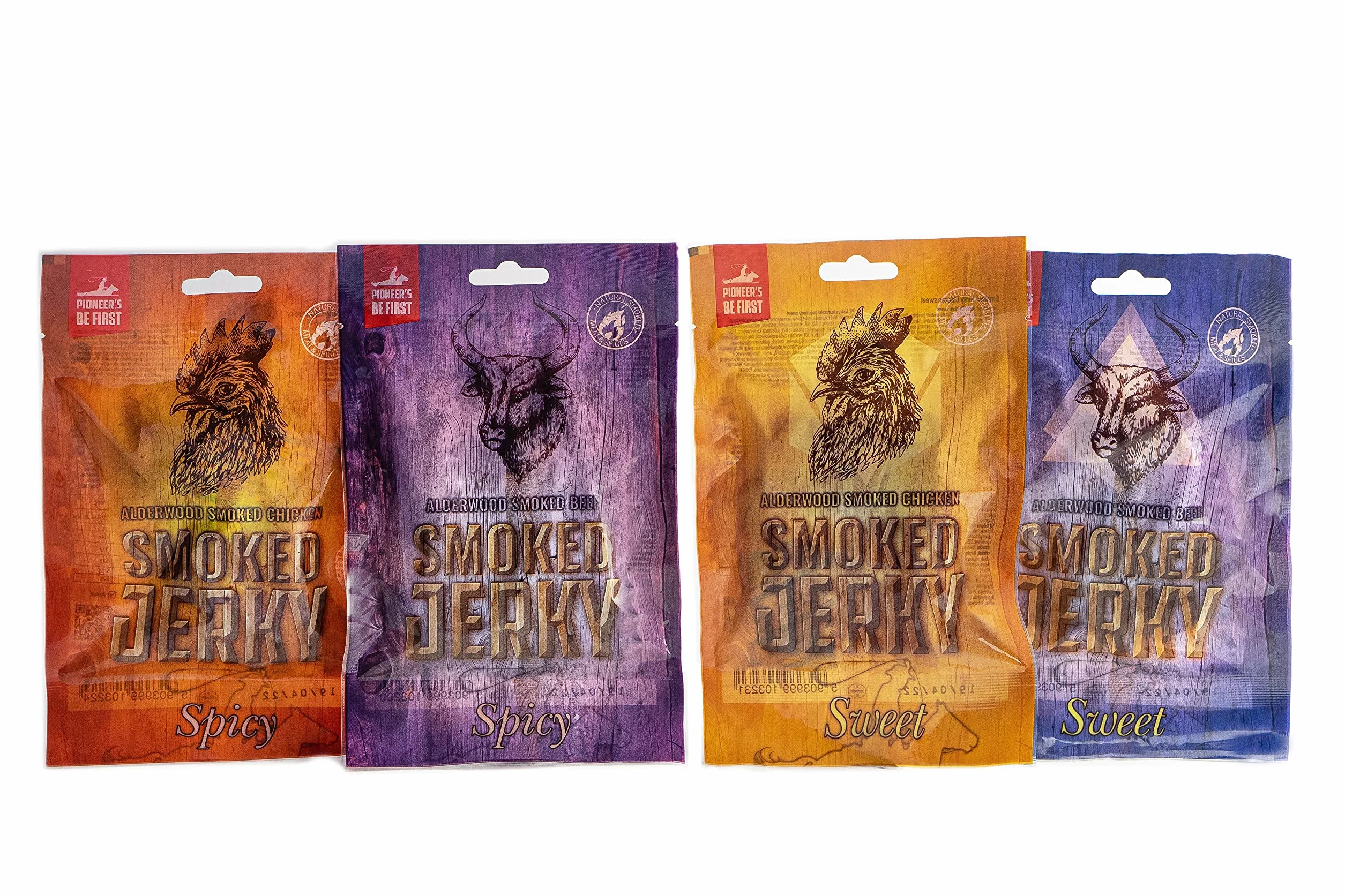 NEW BEER SNACK - Sweet Beef & Chicken Jerky Steak Mix - Protein Snack di carne secca - Manzo e pollo di alta qualità - Vettovaglie secche affumicate - Spuntino piccante, dolce e salato - 12x50 g