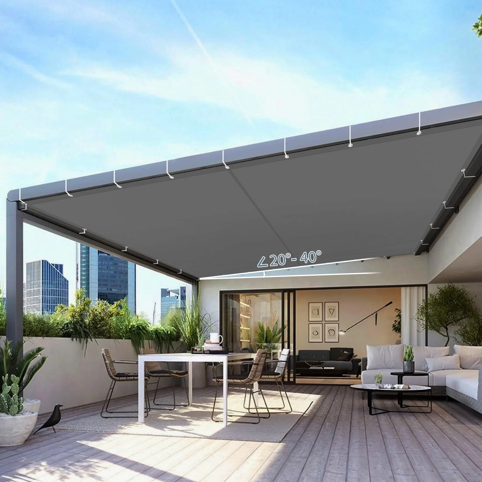 AXT SHADE Vela Ombreggiante Impermeabile Rettangolare 1x2m Tenda a Vela Parasole e Protezione Raggi UV con Occhiellato per Esterno Terrazza Giardino-Antracite