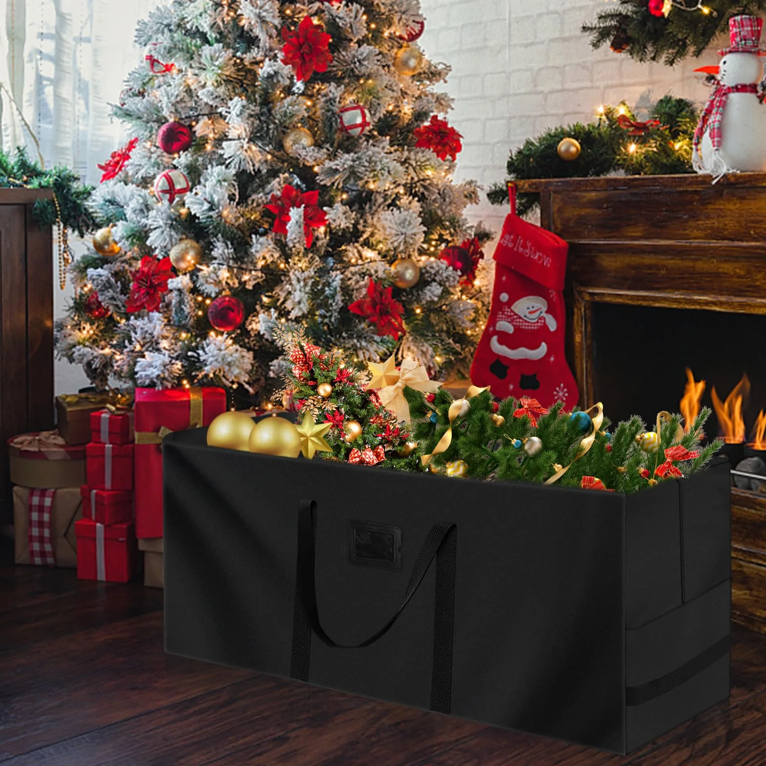 GBKDQQ Borsa per cuscini, custodia per cuscini da giardino, impermeabile, con chiusura lampo, per cuscini imbottiti, per albero di Natale