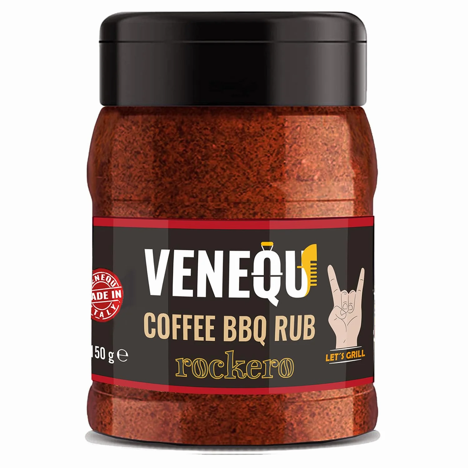 VENEQU BBQ DRY RUBs Gourmet Set #4 (150gr x 4 RUBs) Made in Italy | 1 x Rockero Coffee Rub, 1 x Chicken Rub, 1 x Beef Rub e 1 Flower Powder Rub