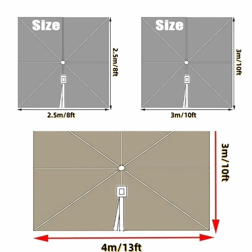 Tessuto di Ricambio per Ombrellone Quadrato 3x3m 3x4m 8 Stecche Telo di Ricambio per Ombrellone Giardino A Sbalzo Baldacchino Impermeabile UV50+(Beige,3x3m (10x10ft))