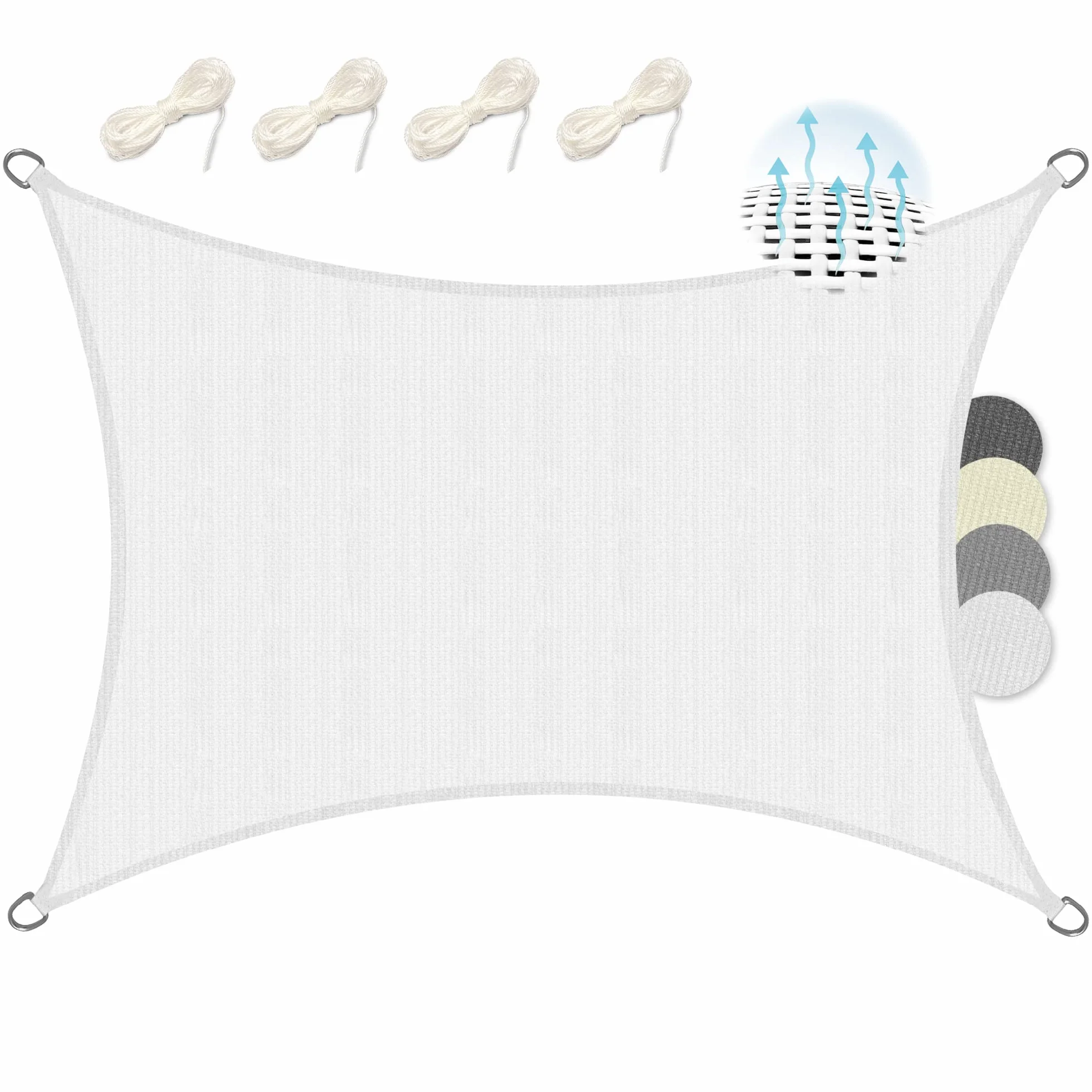 Sol Royal Tenda a Vela Ombreggiante Rettangolare 2x3 m HDPE SolVision HS9 - Vele Parasole da Giardino Traspirante Protezione Parasole e Raggi UV - Tendone Tende Bianco 200x300 cm