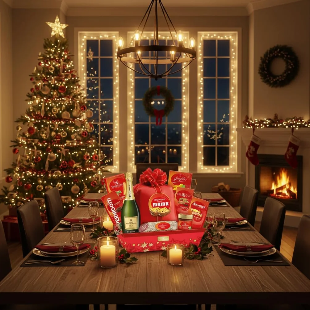 Le Cadeau Cesto di Natale Mimosa, Panettone, Spumante Da Costa, Dolci, Salumi, Pasta, Sughi, Snack, Set Gastronomico Italiano, 9 Prodotti