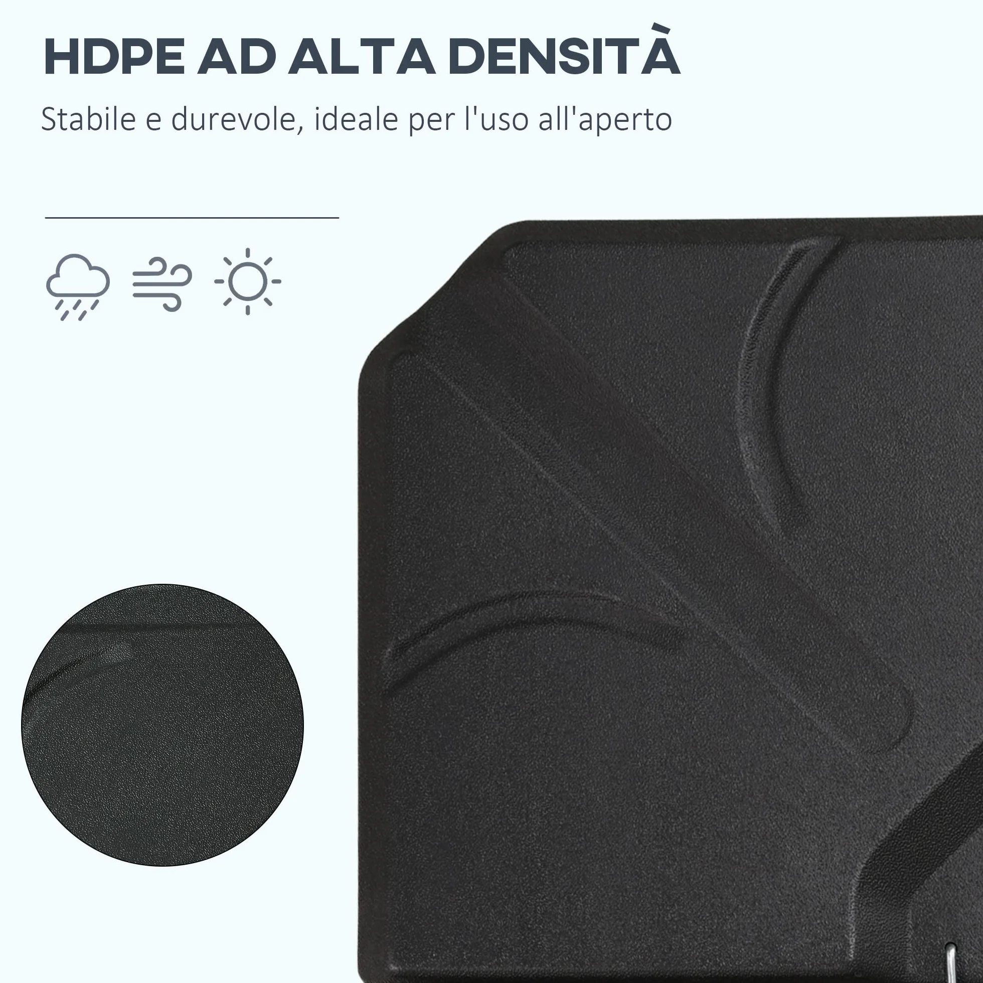 Outsunny Base per Ombrellone in Plastica HDPE da 4 Pezzi, Riempibili con Acqua e Sabbia Fino a 18kg, 103x103x8.3 cm, Nero