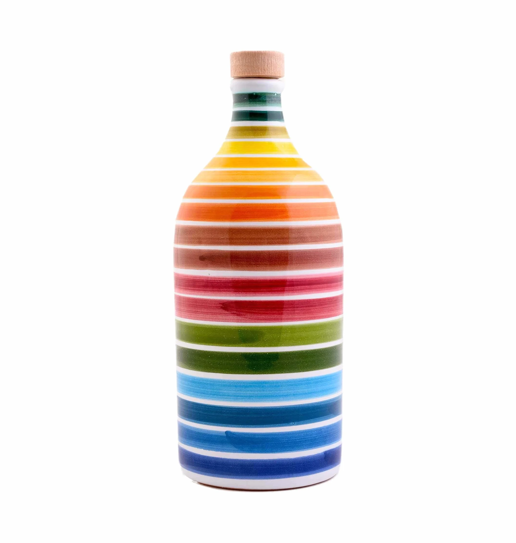 Frantoio Muraglia, Orcio in Ceramica Arcobaleno con Olio Extra Vergine di Oliva 500ml, Essenza Fruttato Intenso, Creato e Decorato a Mano dai Nostri Artigiani Pugliesi