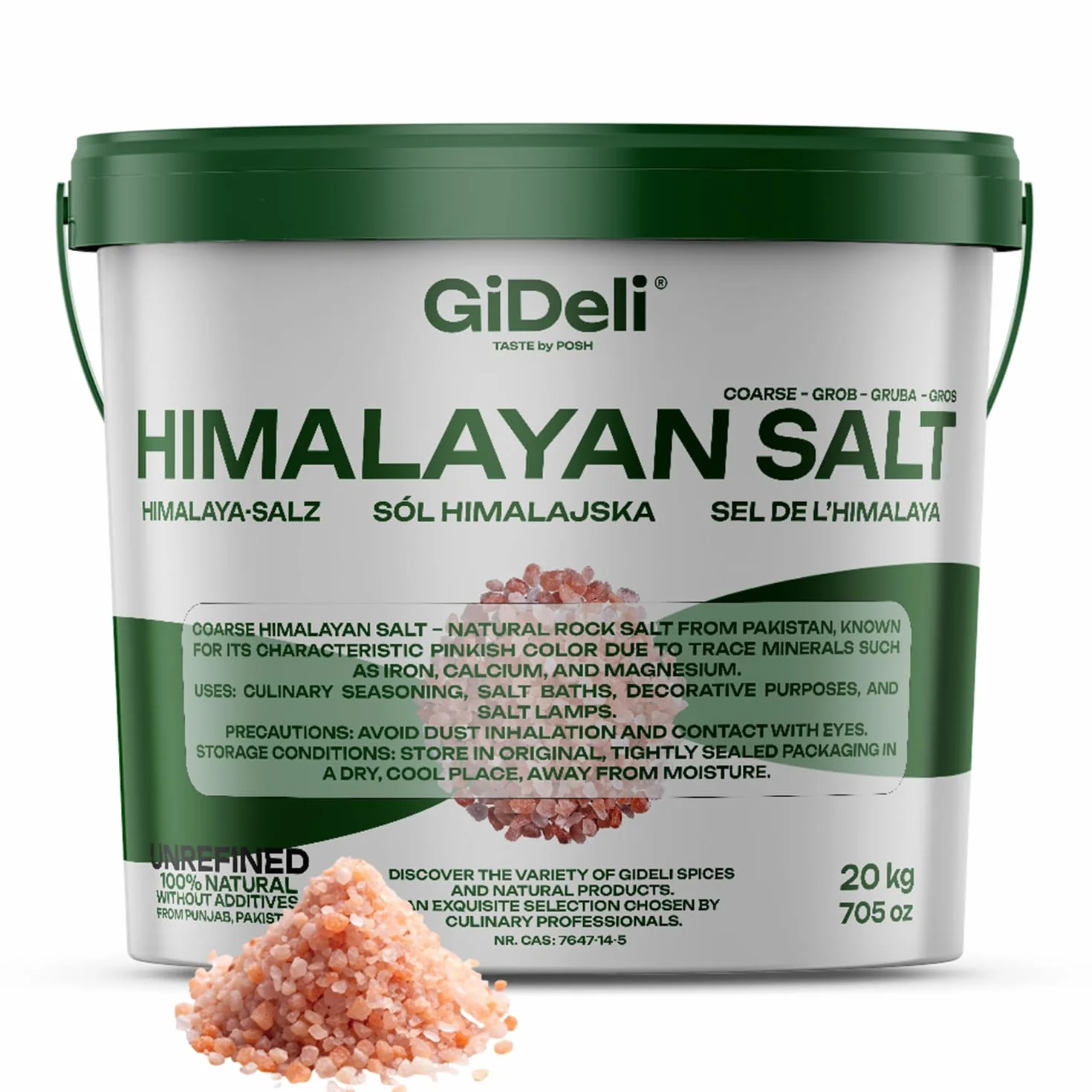 GiDeli sale grossolano dell'Himalaya 20 kg rosa naturale non raffinato dal Pakistan per cucina bagni lampade di sale decorazione