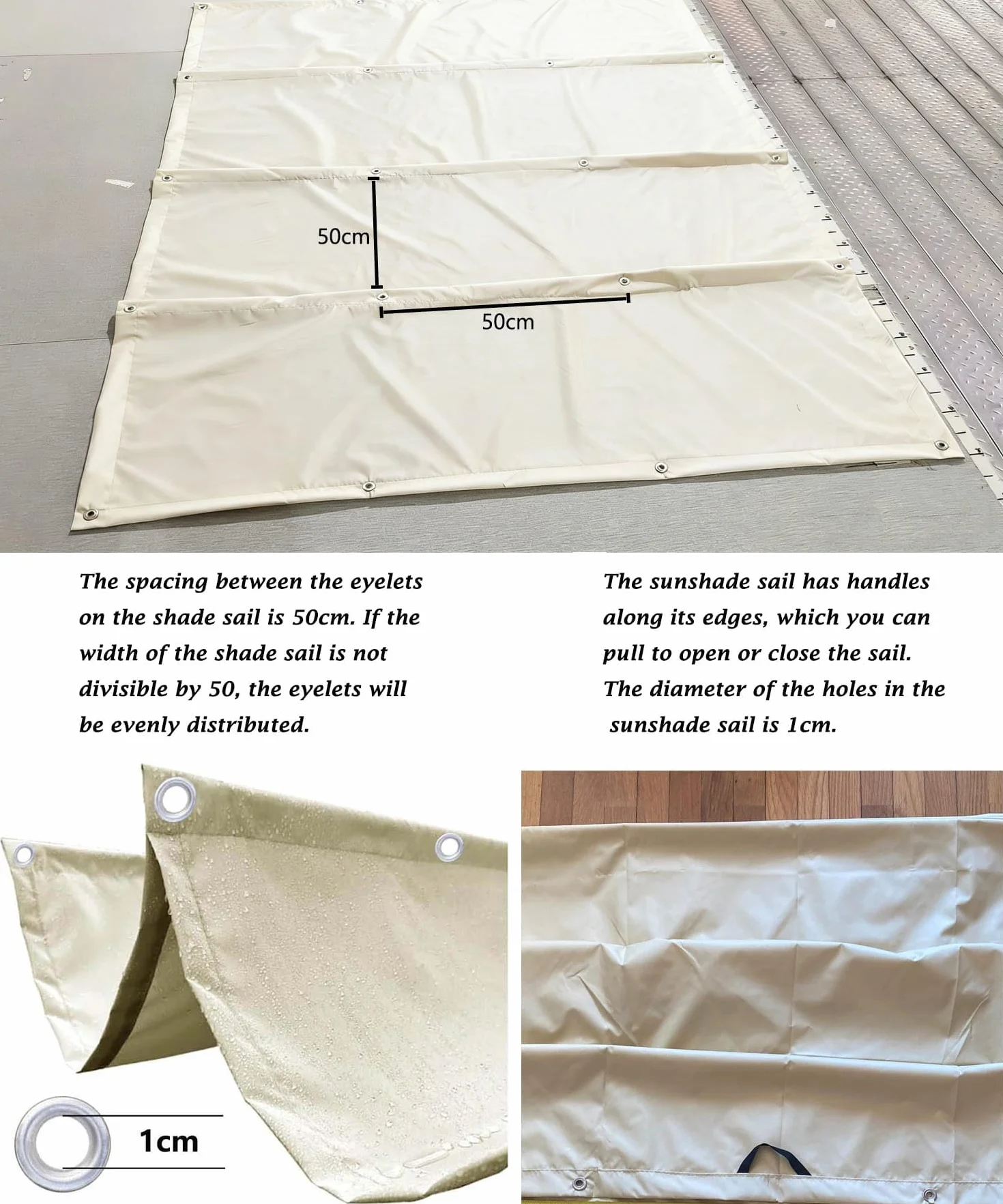Vela Ombreggianti Onda Retrattile 2.5x2.5m Tenda da Sole per Esterno Vele Ombreggiante Impermeabile Telo Parasole con Occhiellato Protezione UV Tenda Vela per Giardino Balcone Terrazza Crema
