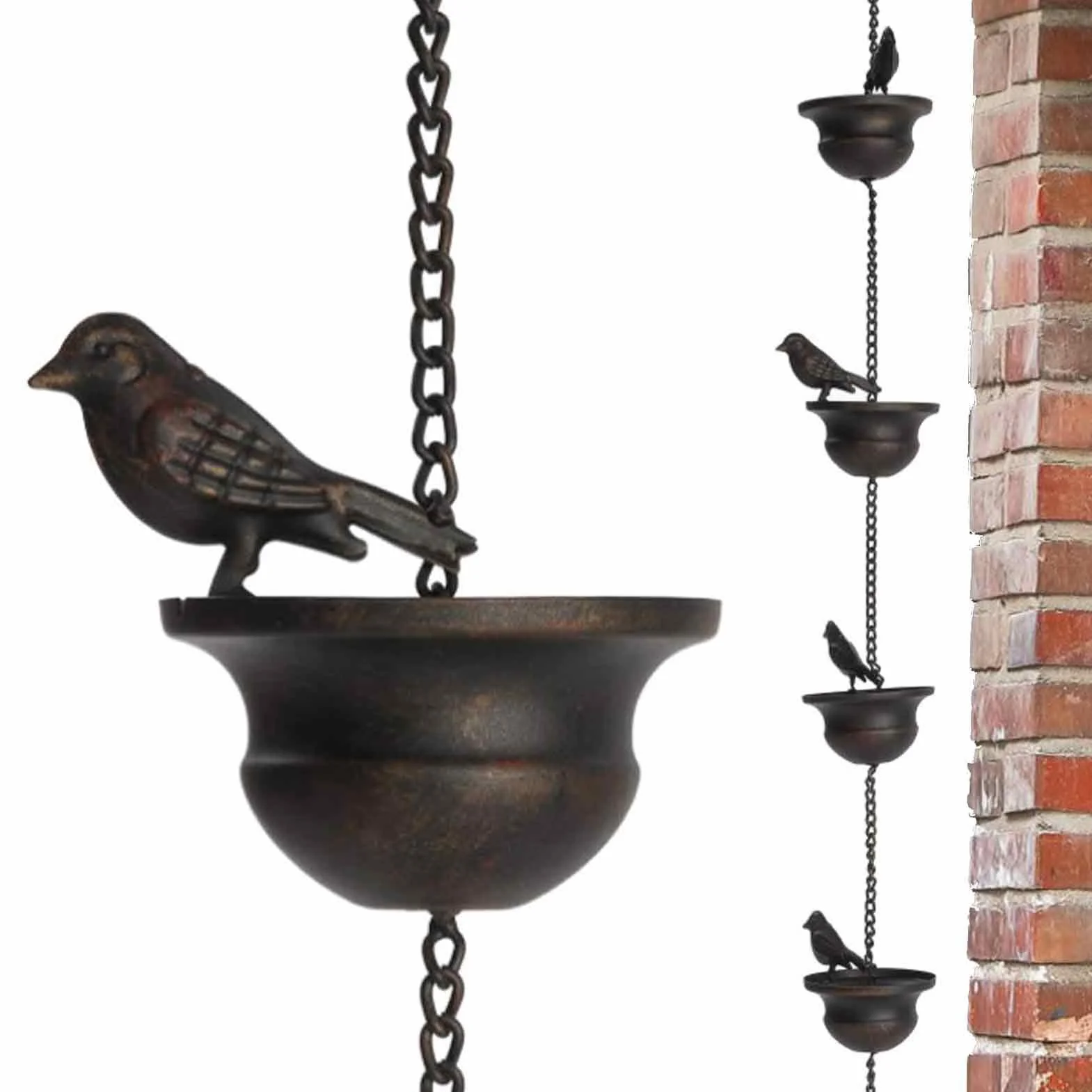 Catene Antipioggia per grondaie – 2,4 m Mobile Birds, Catena Antipioggia da Giardino, Catena da Appendere in Metallo