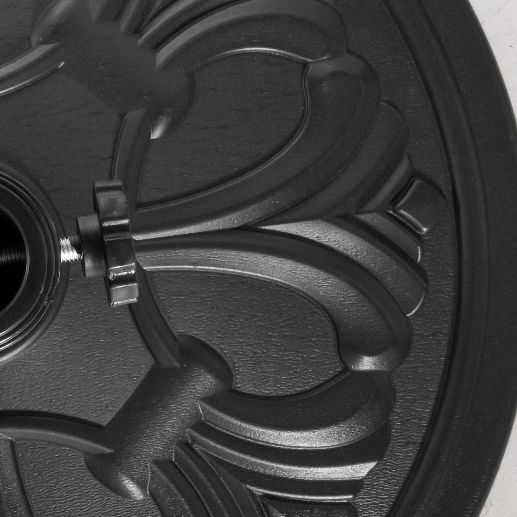 Outsunny Base per Ombrellone Rotonda in HDPE con Disegno Floreale, Base Ombrellone da 13kg con Supporto per Pali da 35-38-48mm, Nero