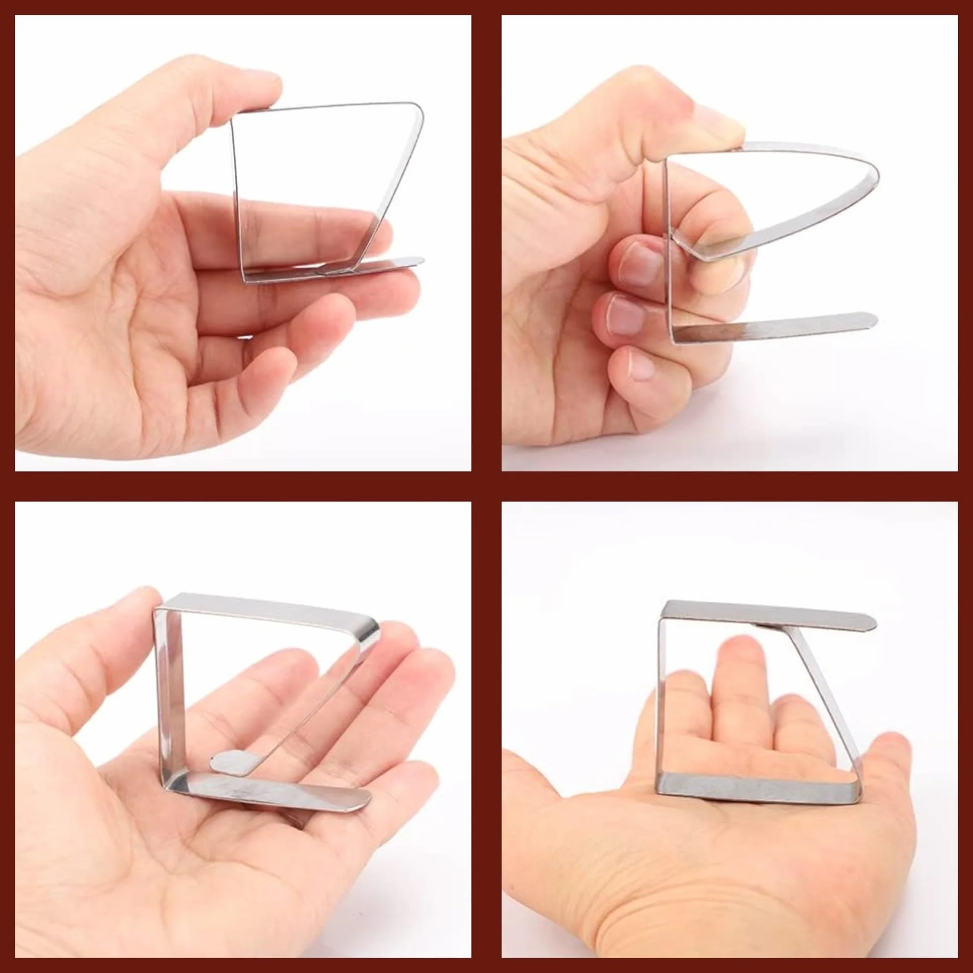 topolenashop Clip Fermatovaglia Acciaio Inox 4 Pezzi | Ganci per Tovaglia Antivento da Tavolo 1-3 cm | Fermatovaglia Riutilizzabili per Esterno e Interno | Picnic, Giardino, Feste, Barbecue 65257
