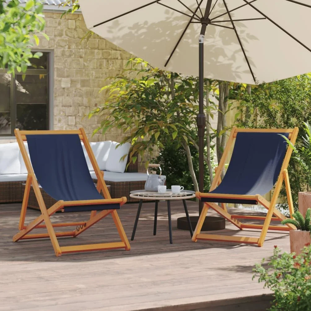 Sedie da Spiaggia Pieghevoli 2 pz in Tessuto Blu,Mobili,Mobili da Giardino,Sedie da Giardino,10.8kg-3214492