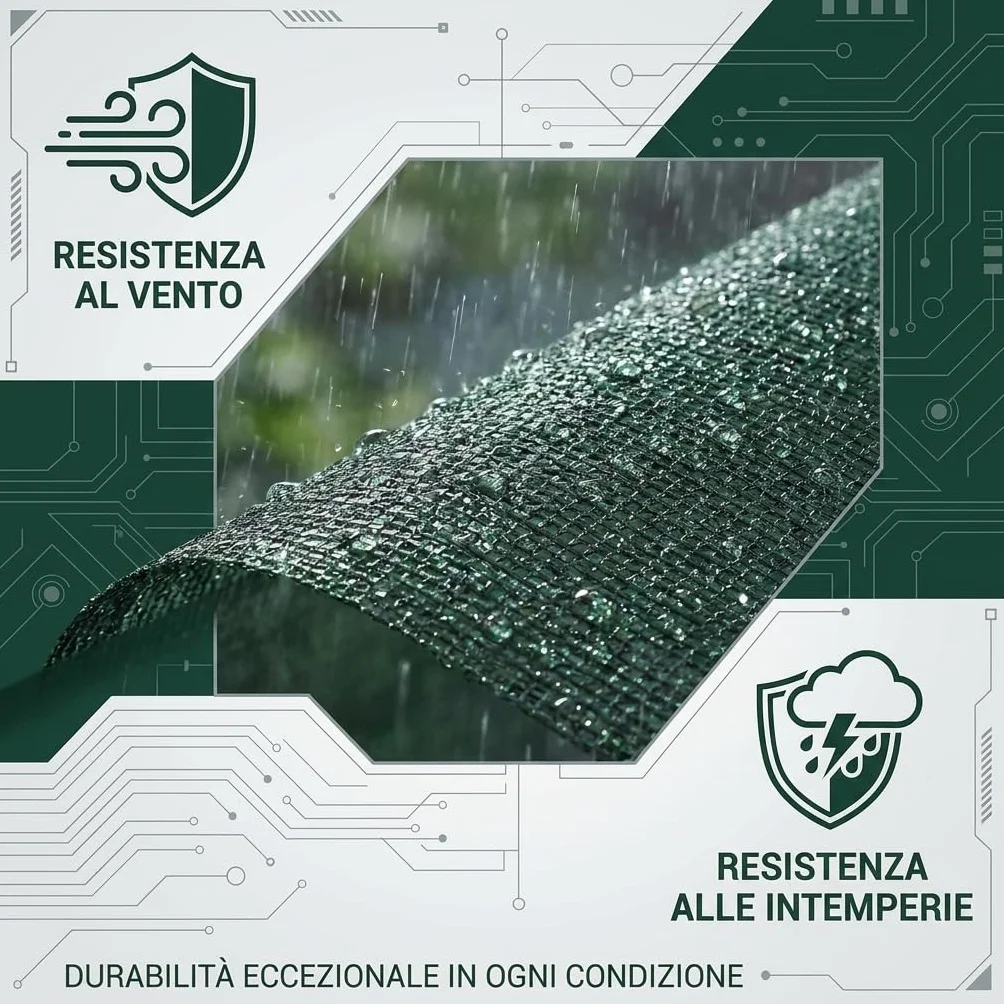 MAKA Rete Ombreggiante da Esterno, Telo Ombreggiante 90% Resistente ai Raggi UV, Rete Parasole Verde per Recinzione, Pergola, Serra, Giardino, Balcone, Piscina (2 x 5 metri)