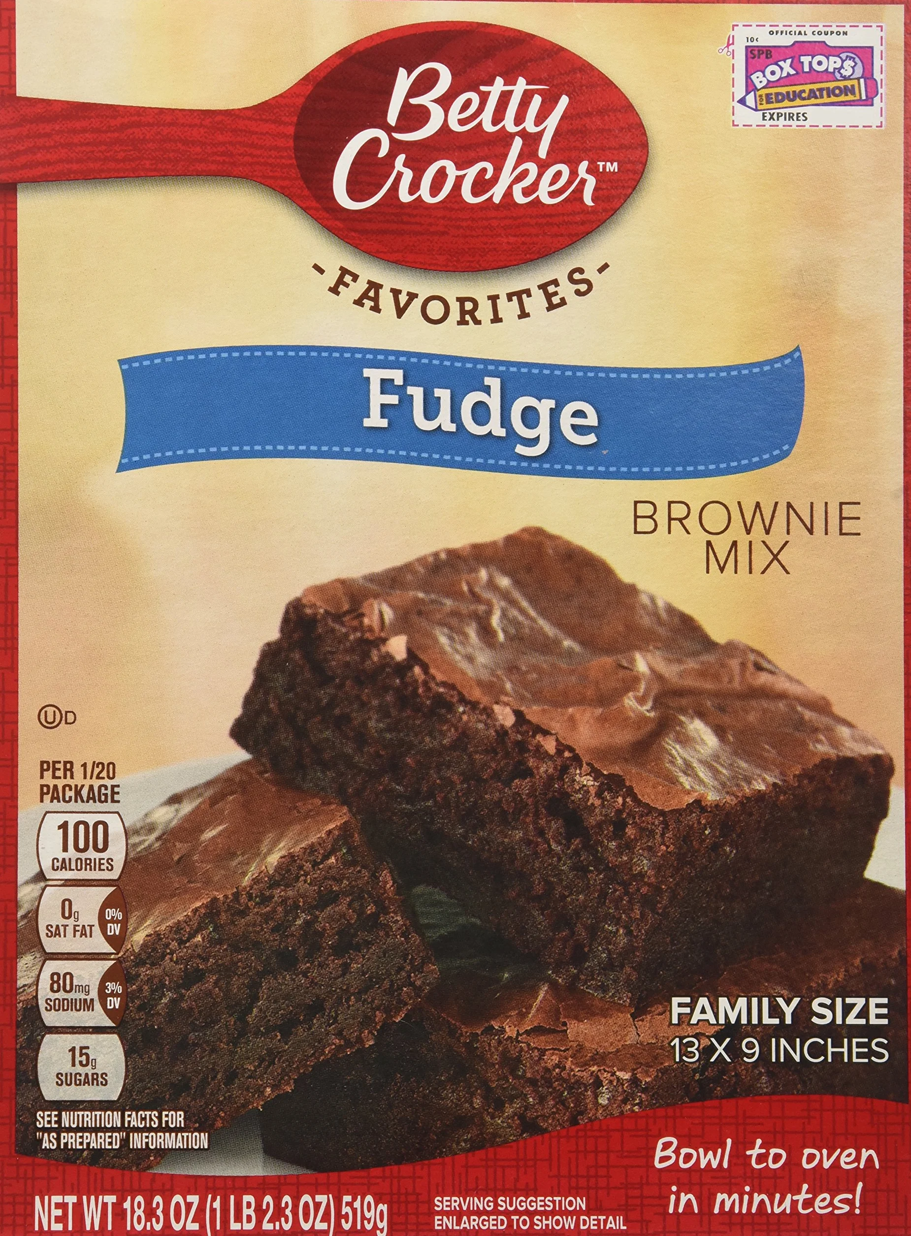 Betty Crocker Fudge Brownie Mix Family Size 18.3oz. (Pack of 4)