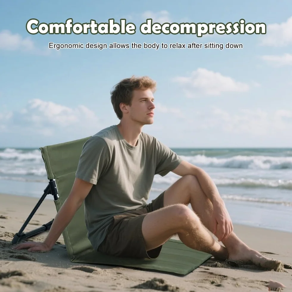 Cuscino da spiaggia, Tappetino da spiaggia, Sottomano per esterni Pieghevole, Per il Pavimento, Supporto per la Schiena, Portatile, per il cortile, per picnic, campeggio, verde