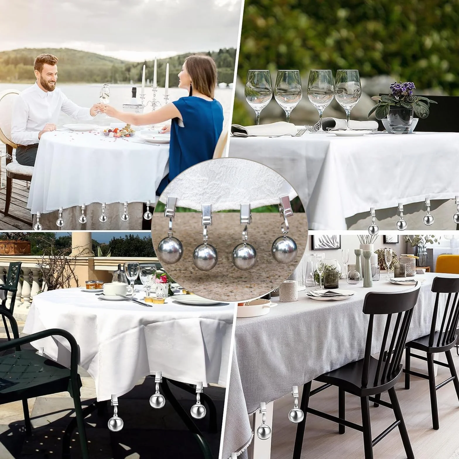 4 Pezzi Ferma Tovaglia Pesi per Tende da Esterno Solido Fermatovaglia Antivento Ferma Tovaglia da Esterno Stile Semplice Pesi per Tende per Tovaglie Bandiere Matrimoni Picnic
