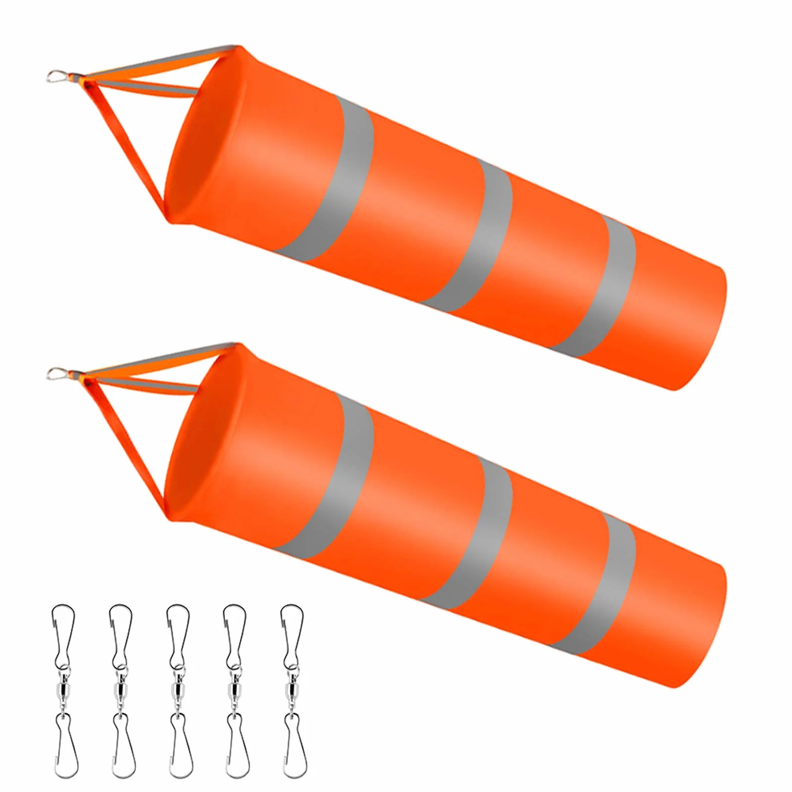 Dadabig 2 Pezzi Manica a Vento da 80cm con Bande Riflettenti Fluorescenti Windsock Manica per Esterno Impermeabile-(con 5 Ganci)
