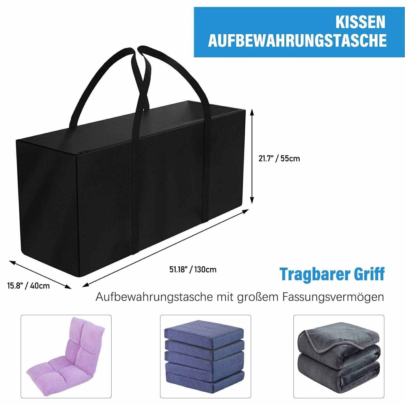 Borsa per Cuscini da Giardino, sacco per Albero di Natale,Borse di Stoccaggio per Esterni Tessuto Oxford 600D Resistente,Impermeabile, Anti UV, Bors