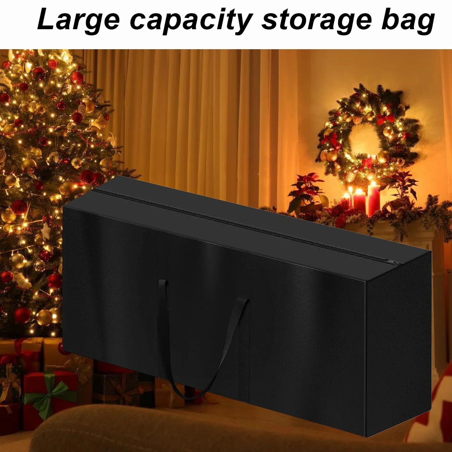 Nizirioo Custodia impermeabile resistente agli strappi: custodia protettiva resistente ai raggi UV con chiusura lampo, copertura per albero di Natale, 173 x 76 x 51 cm, colore nero