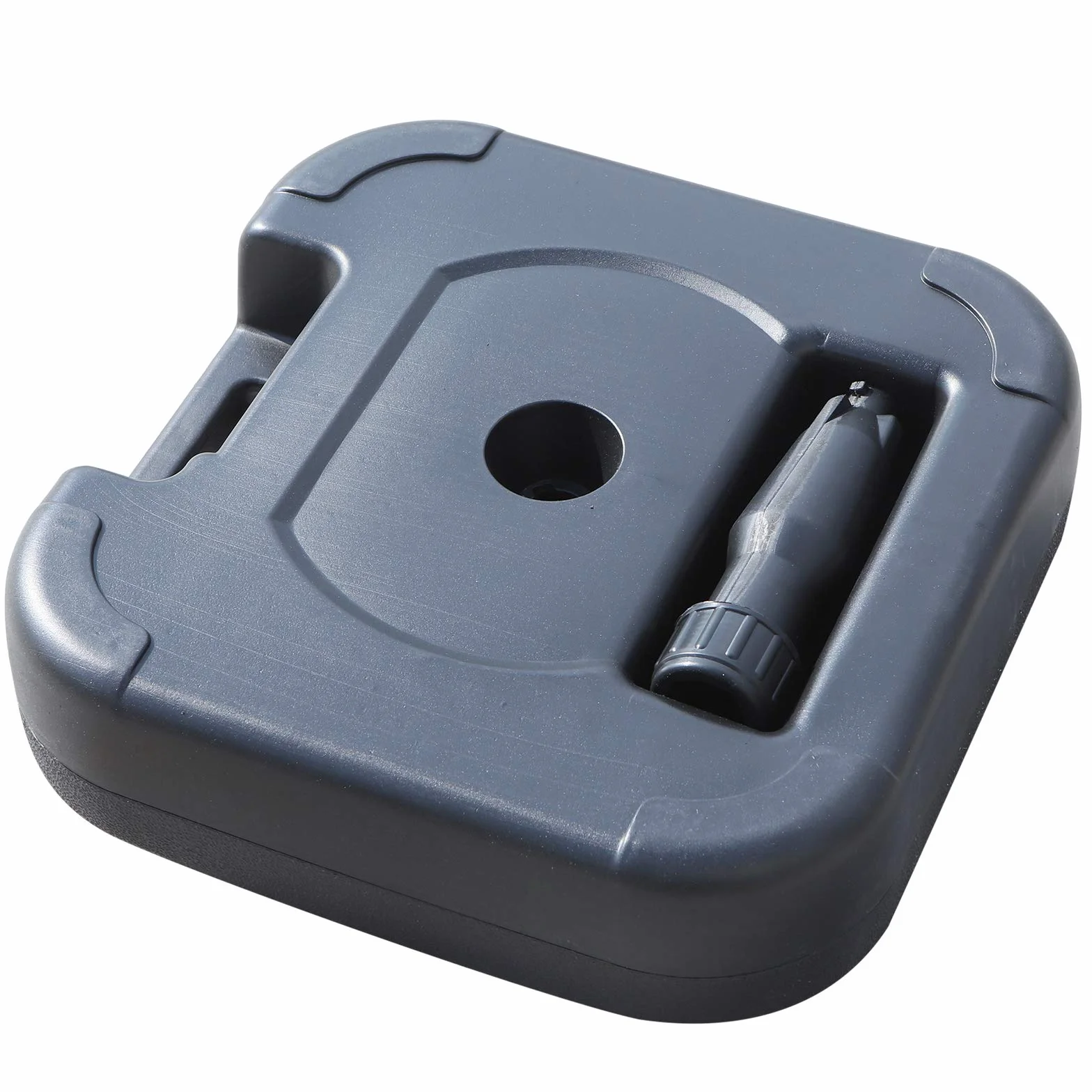Outsunny Base per Ombrellone da Giardino in HDPE, Base per Ombrellone con Maniglia, Supporto per Pali Ø38mm, Riempibile con 20 kg di Acqua e 30 kg di Sabbia, per Giardino Piscina, Nero