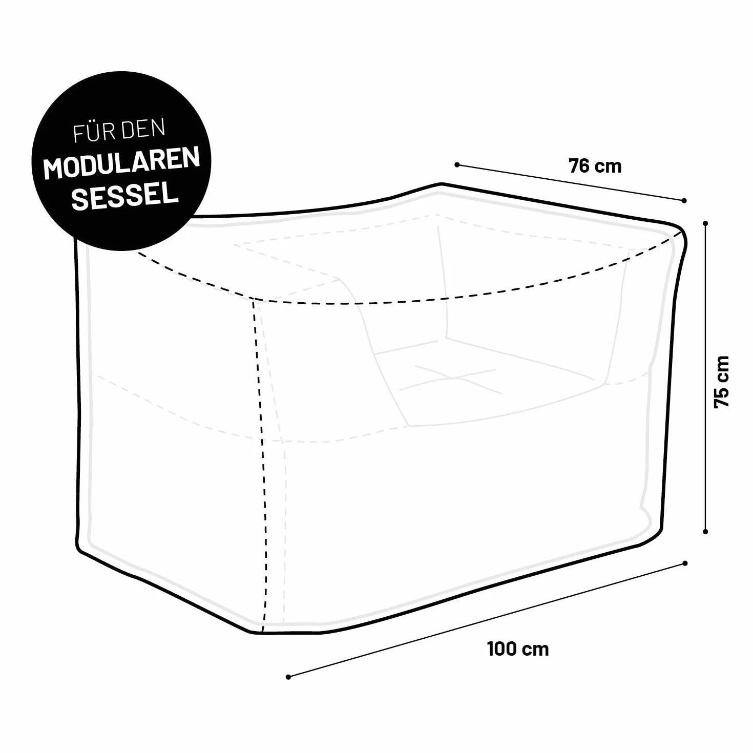 Lumaland Telo di protezione dalle intemperie – Copertura per poltrona modulare impermeabile | Protezione antipioggia e solare per mobili da giardino, Grigio, 100x76x75 cm