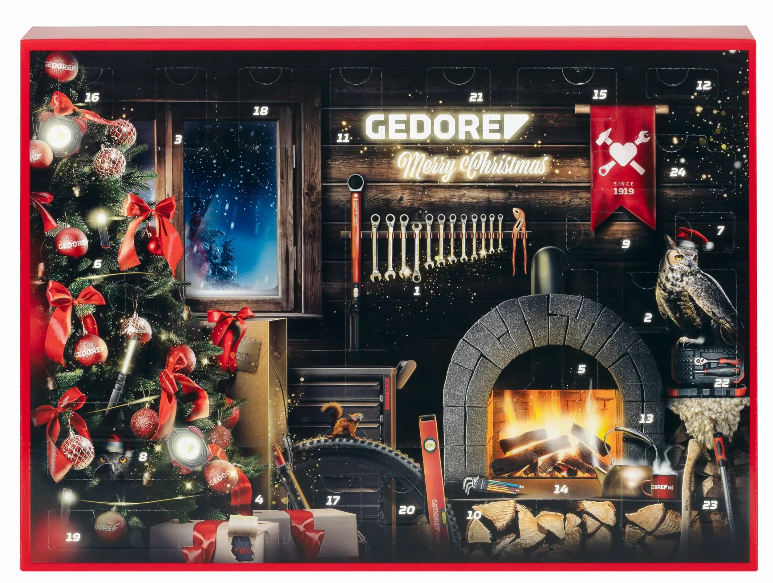 GEDORE Red R49013033 Calendario dell'Avvento 2024, 33 pezzi, calendario dell'Avvento da uomo, regalo per uomini, calendario dell'Avvento con attrezzi 2024