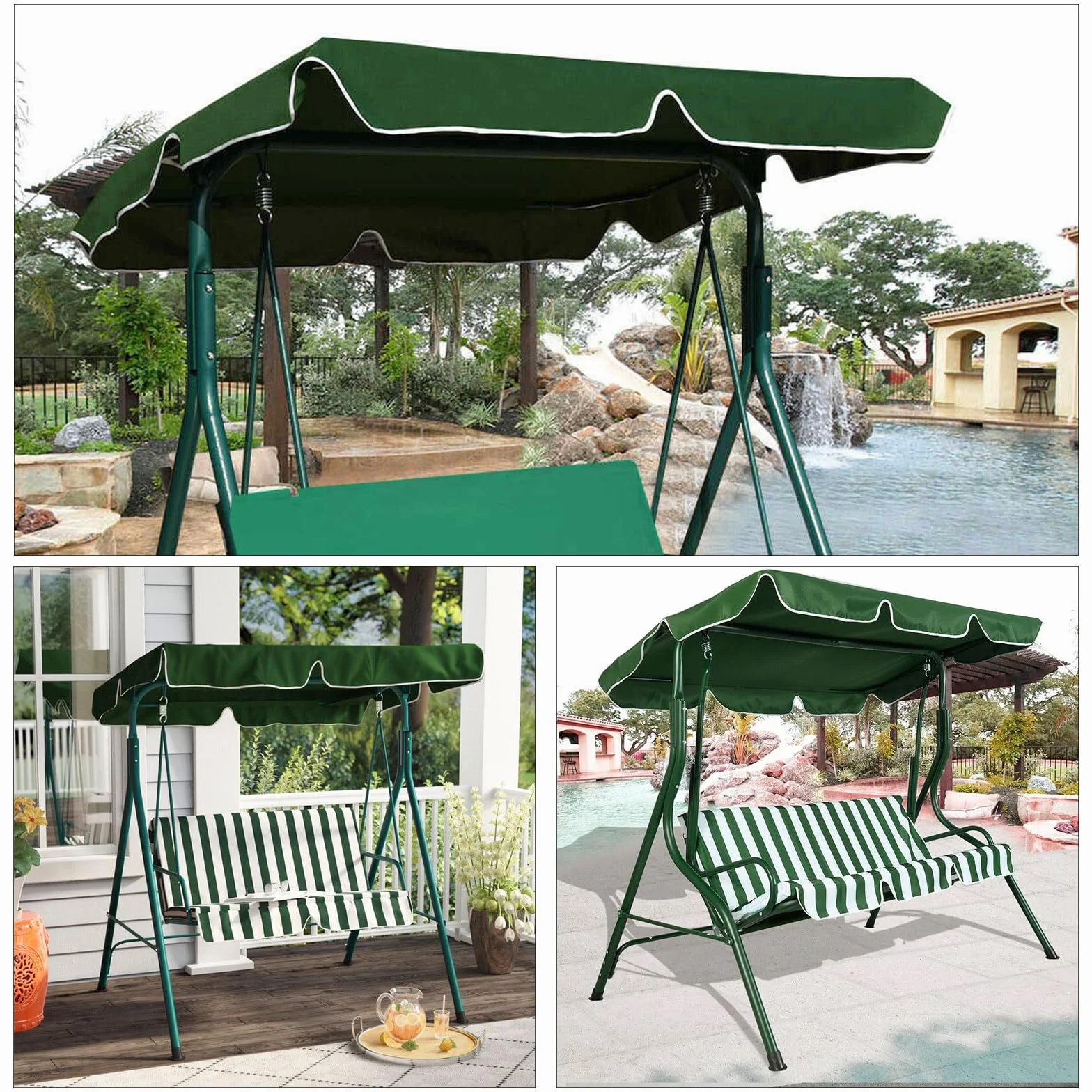 Copertura per altalena da giardino, 249x185 cm, impermeabile e resistente, tettuccio universale di ricambio per altalena da giardino, copertura solare per altalena Hollywood in tessuto Oxford