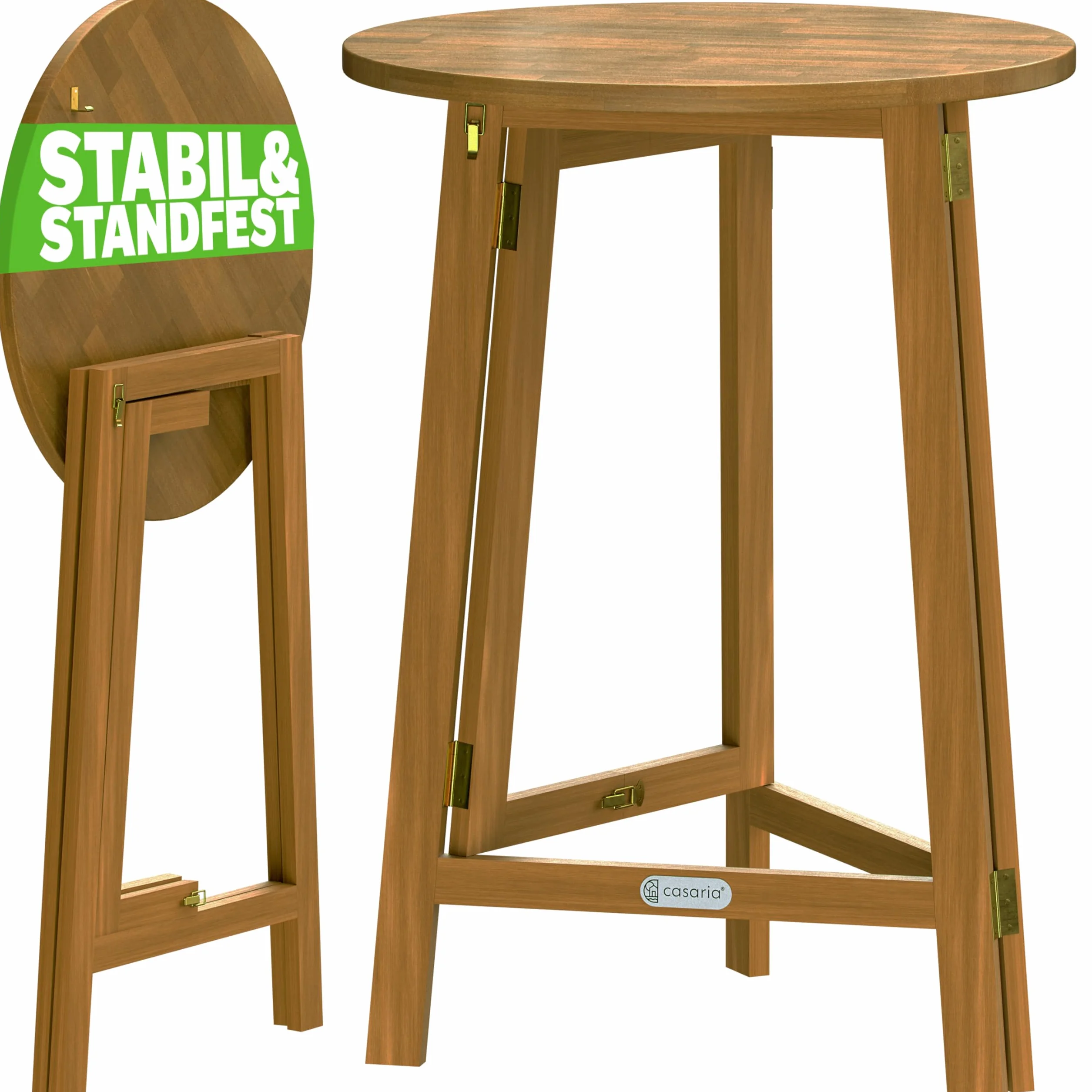 Casaria Tavolino Alto Pieghevole Legno di Acacia Ø 80 x 110cm Tondo Tavolo da Giardino Balcone Richiudibile