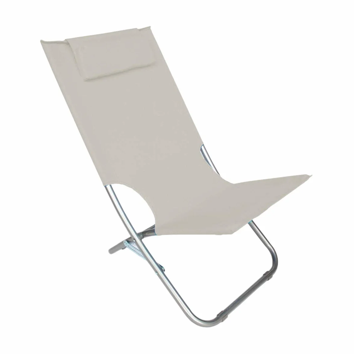 Mediawave Store - Spiaggina Silver Giga pieghevole tessuto in OXFORD 82x48xh52 cm con cuscino (beige)