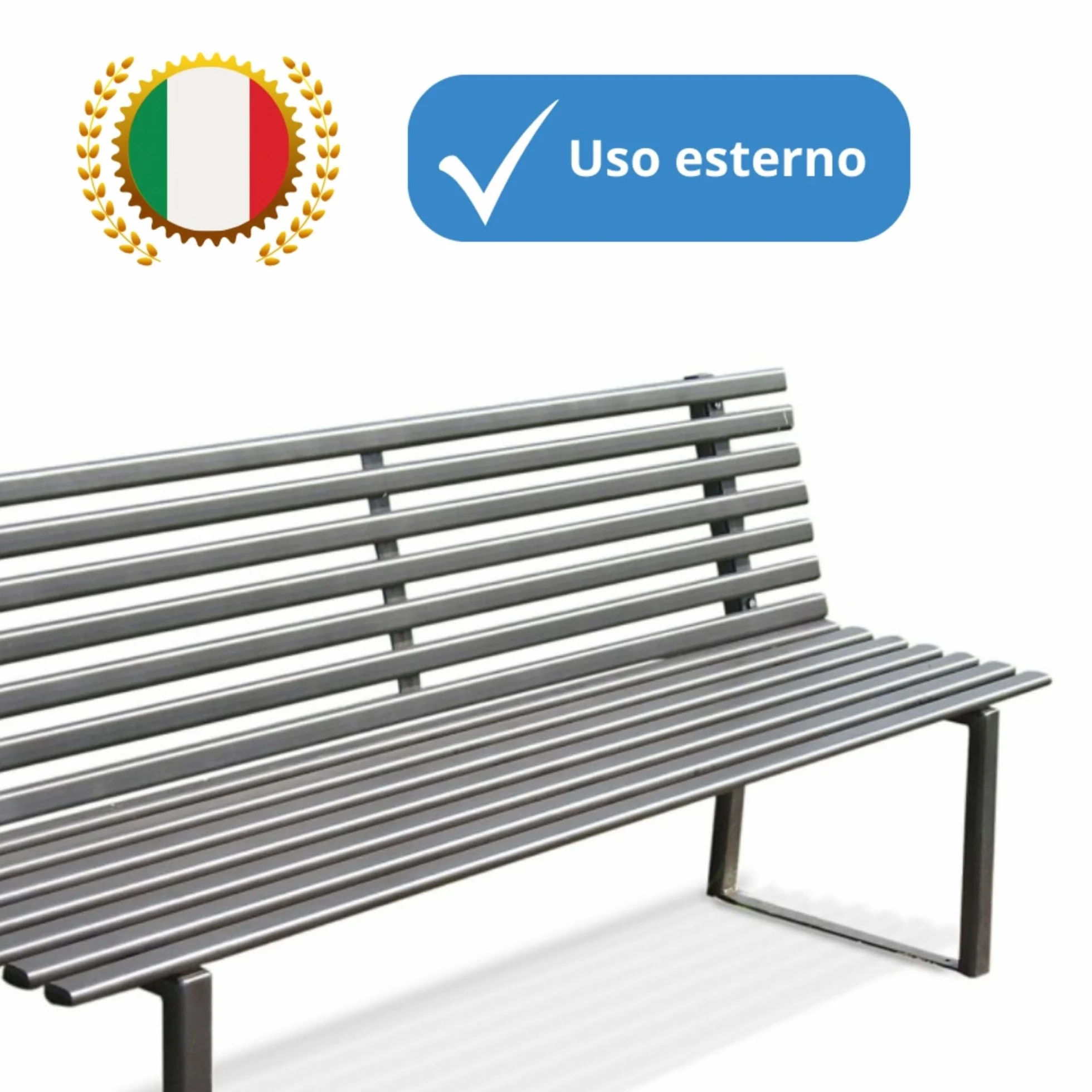 ANDRYS Panchina da Esterno e Giardino - Panca con Schienale in Acciaio Zincato a Freddo - Grigio Antracite 150x50x82cm