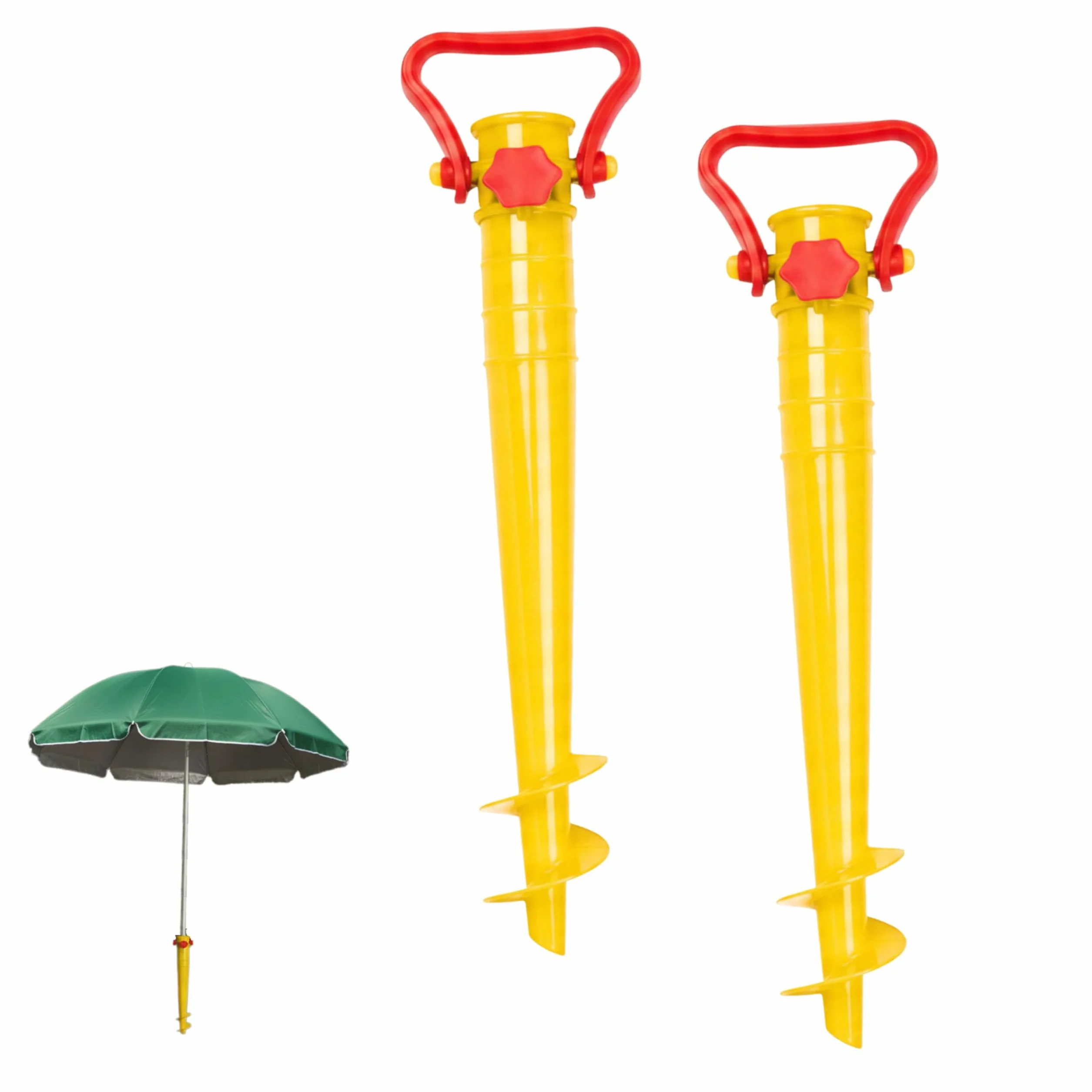 YASTA 2 pz Picchetto per Ombrellone da Spiaggia 38cm Puntale Antivento con Vite Supporto Universale con Punta Girevole Trivella per Sabbia Mare Prato Adattatore per Fissaggio Rapido in Plastica ABS