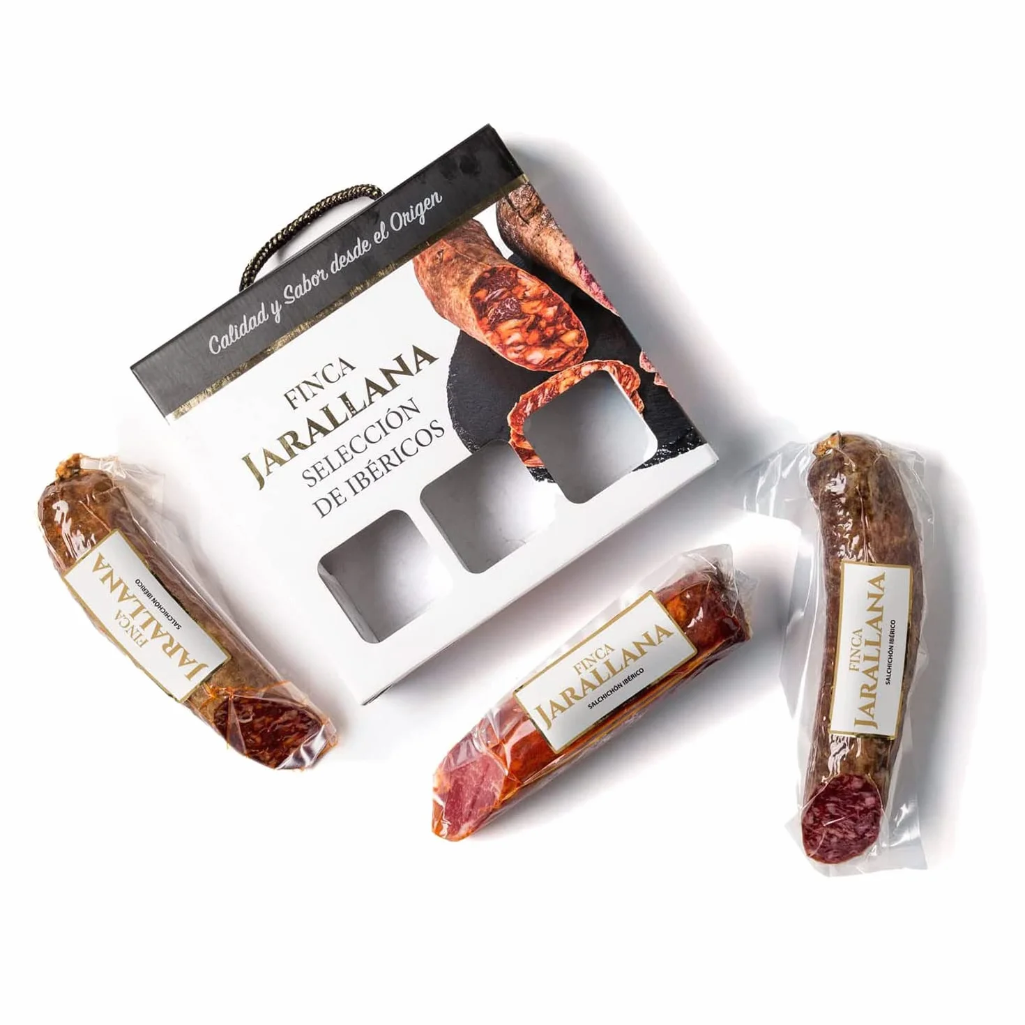 Finca Jarallana - Lombo di Maiale Iberico, Chorizo e Salchichón - 500 g x 3 - Essiccazione Naturale e Stagionatura Uniforme - Confezione con Salumi di Maiale Iberico