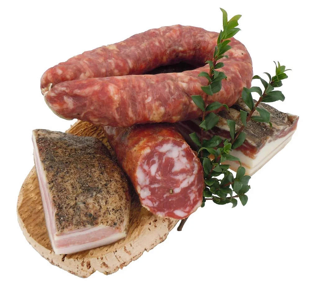 Salumi Murru| Irgoli| Box Aperitivo 1| Salsiccia sarda classica, Salame sardo, pancetta pepata, guanciale e vassoio in sughero