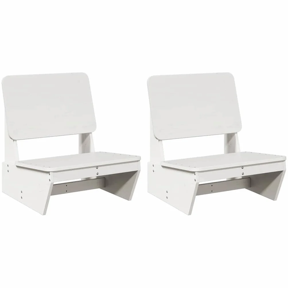 vidaXL Sedie da Giardino 2 pz Bianche Legno Massello di Pino, Sedia Relax, Sedia da Giardino, posti a Sedere all'aperto, Sedia da Giardino