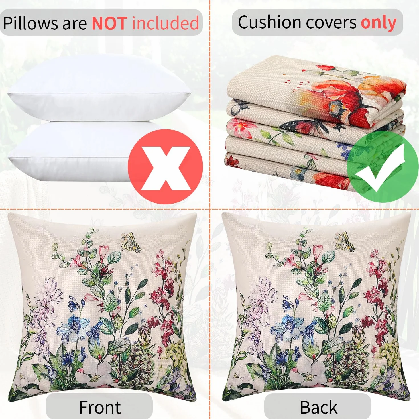 Federe Cuscini 45x45 Lavabile - 2 Pezzi Copricuscini Divano Impermeabile pa Esterno - Copri Cuscini Per Divano Quadrato per Soggiorno, Giardino, Terrazza, Balcone, Piscina, Picnic e Campeggio
