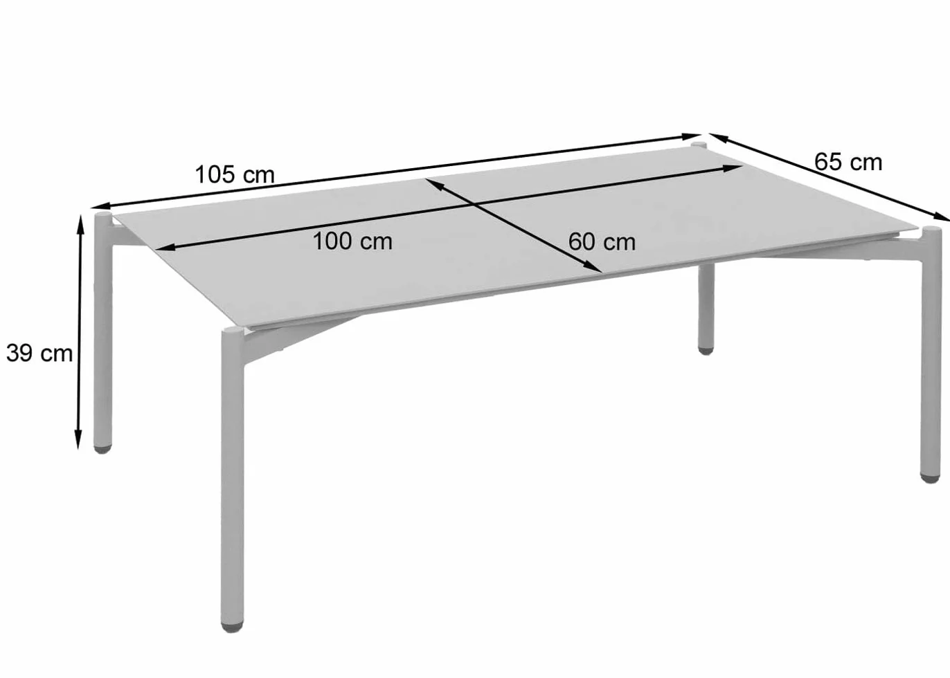 Mendler Tavolino da giardino in alluminio HWC-O11, tavolo da salotto per esterni da caffè da balcone, 105x65cm - verde chiaro