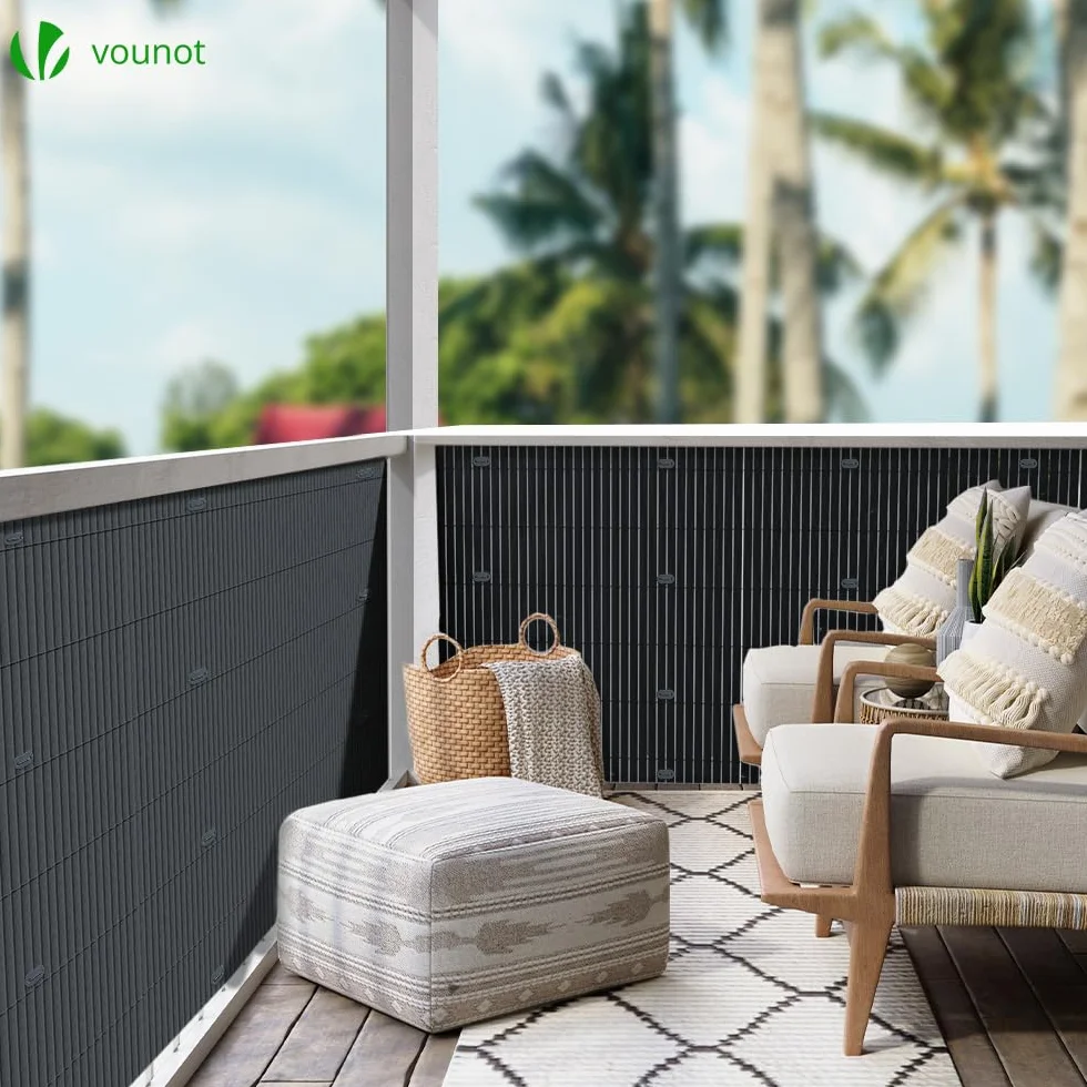 VOUNOT® Canniccio PVC Frangivista Recinzione 80 x 500 cm, Arella Doppia Schermo Privacy Paravista, Resistente ai Raggi UV Resistente alle Intemperie, Protettivo per Giardino, Balcone, Terrazza, Grigio