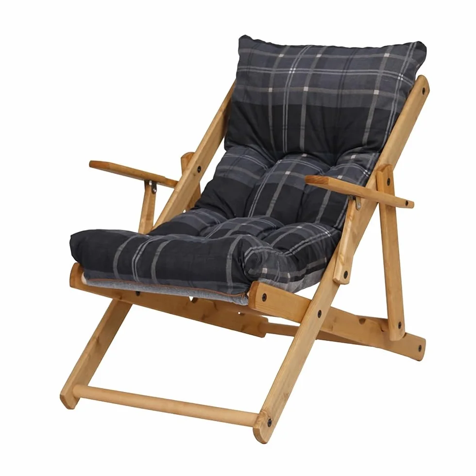 Liberoshopping Poltrona sdraio relax richiudibile in legno con cuscino imbottito 3 posizioni made in italy grigio scuro