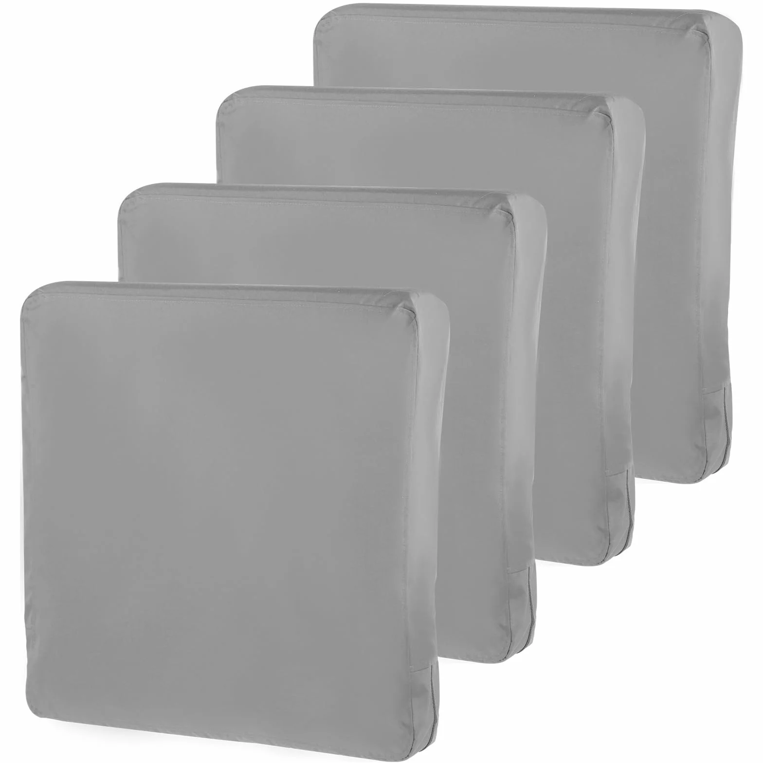4 fodere di ricambio per cuscini da giardino da 60 x 60 x 10 cm, impermeabili, minimaliste, con chiusura a zip, solo fodera (grigio)