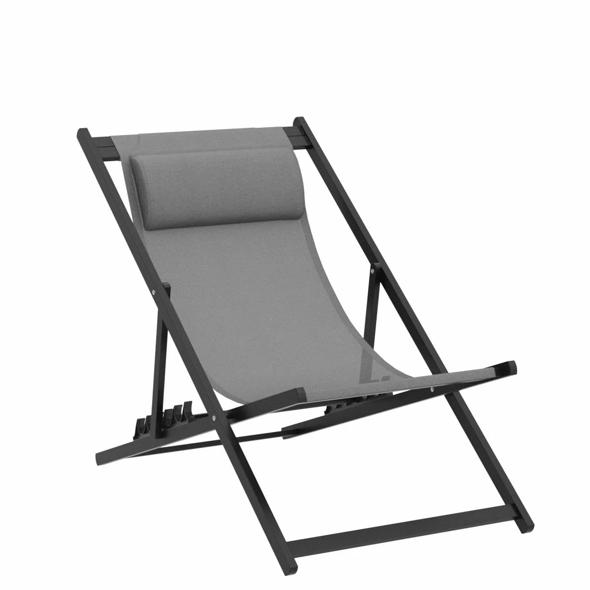 Mondeer Pieghevole Deck Sedia 2-Pezzo Set con Regolabile Poggiatesta e Schienale, Grigio