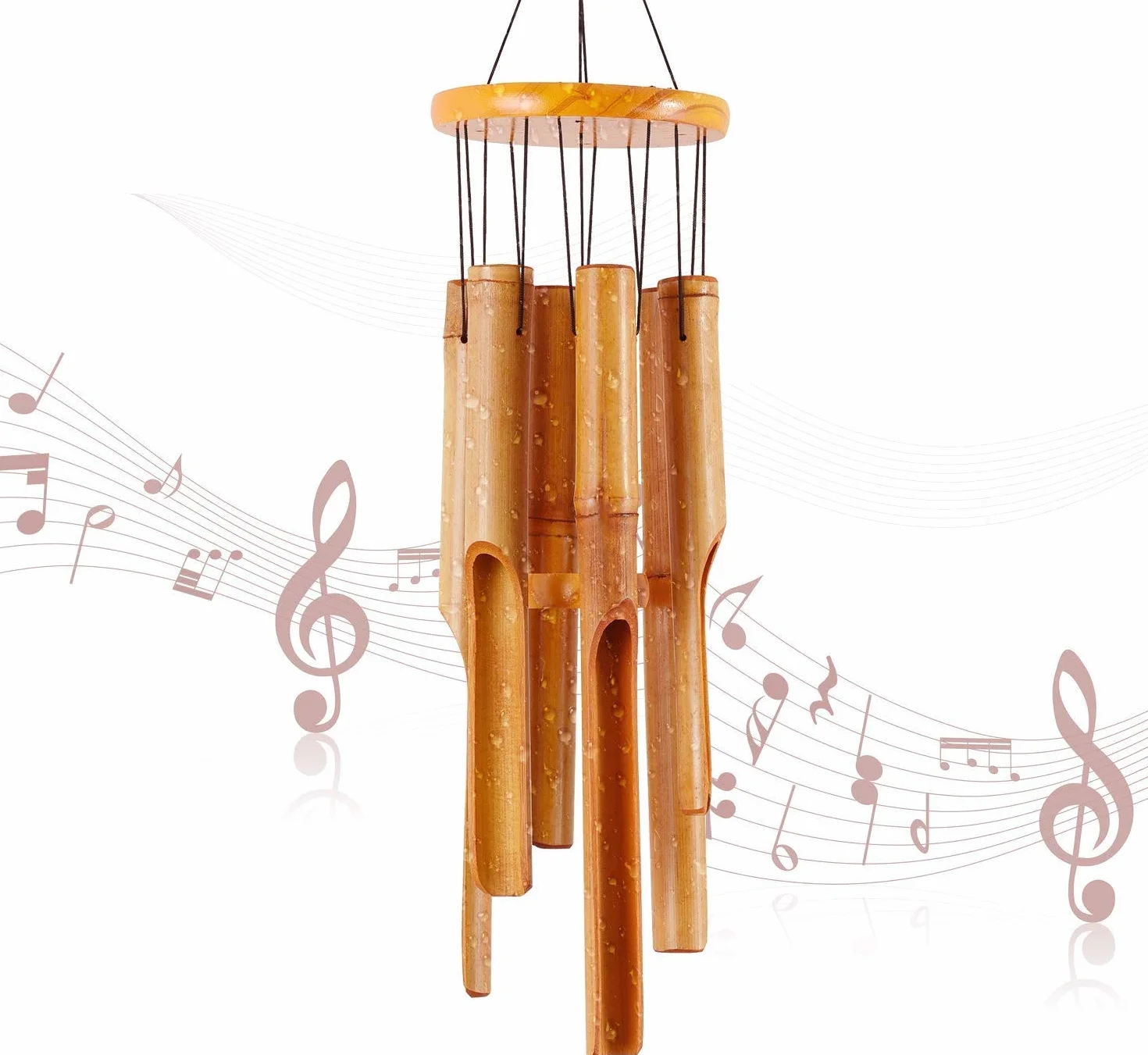 Carillon a vento in bambù commemorativo in legno, grande per interni ed esterni, 81,3 cm, per giardino, cortile, patio e decorazioni per la casa