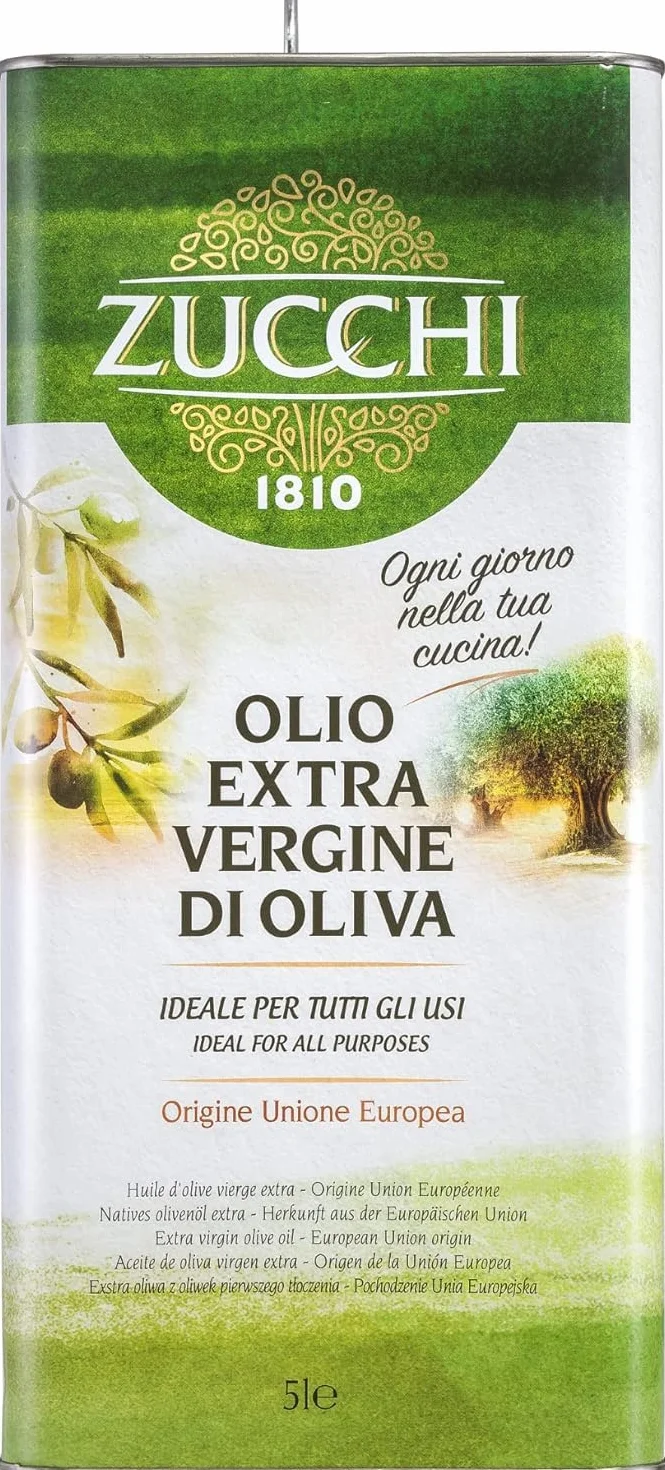 Zucchi 1810 - Olio Extravergine di Oliva - Confezione In Latta da 5 Litri – Olio Estratto A Freddo – Olio Extra Vergine di Oliva Ideale per la Cucina di Tutti I Giorni