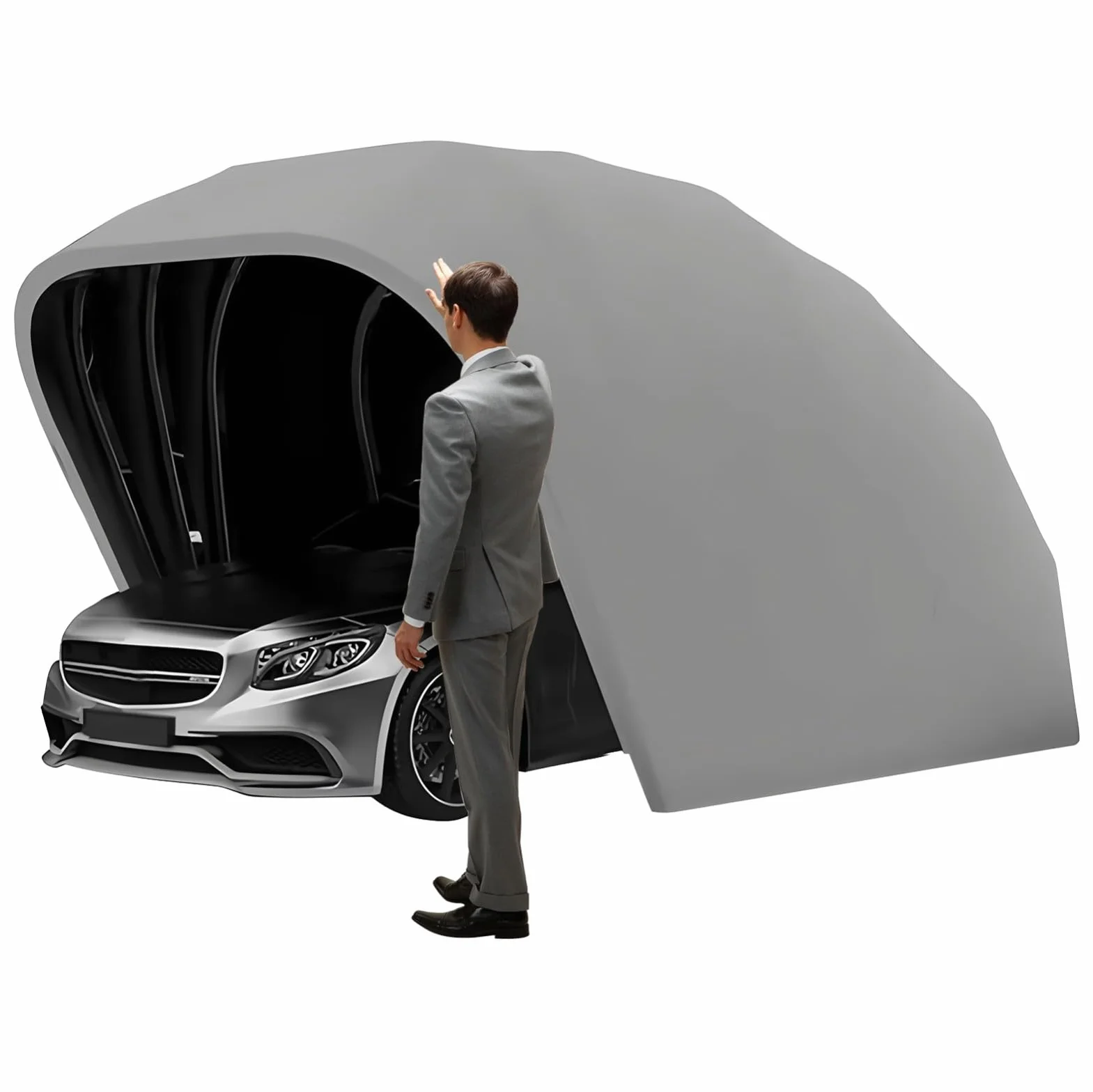 Garage Pieghevole per Auto, Tettoia per Auto Telescopica Portatile con Serratura, Telescopico Tenda per Auto Mobile da Esterno, Resistente a Pioggia e Neve, per Auto, SUV